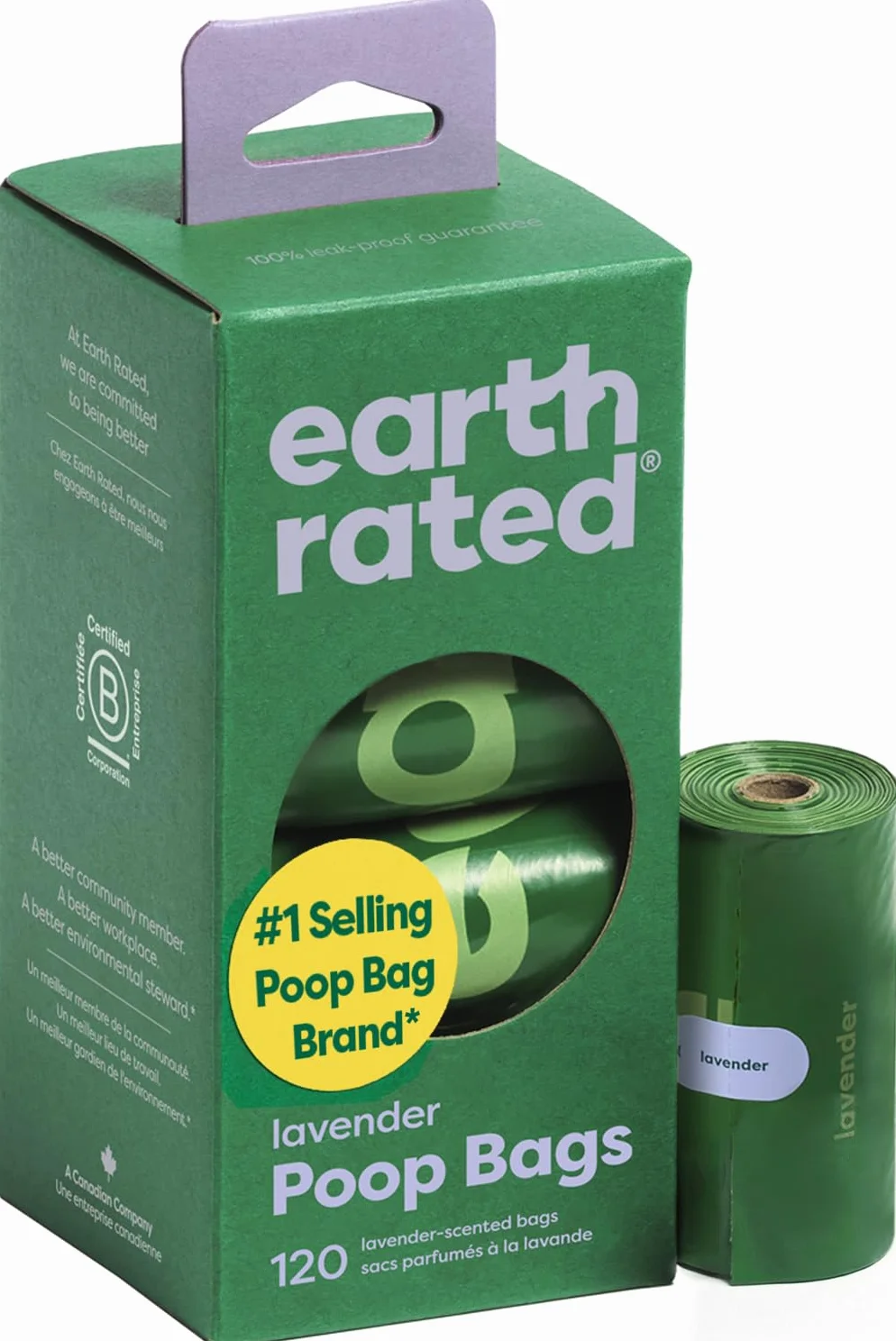 Earth Rated Woreczki na Psie Odchody 120 Sztuk Lawenda Szczelne Grube