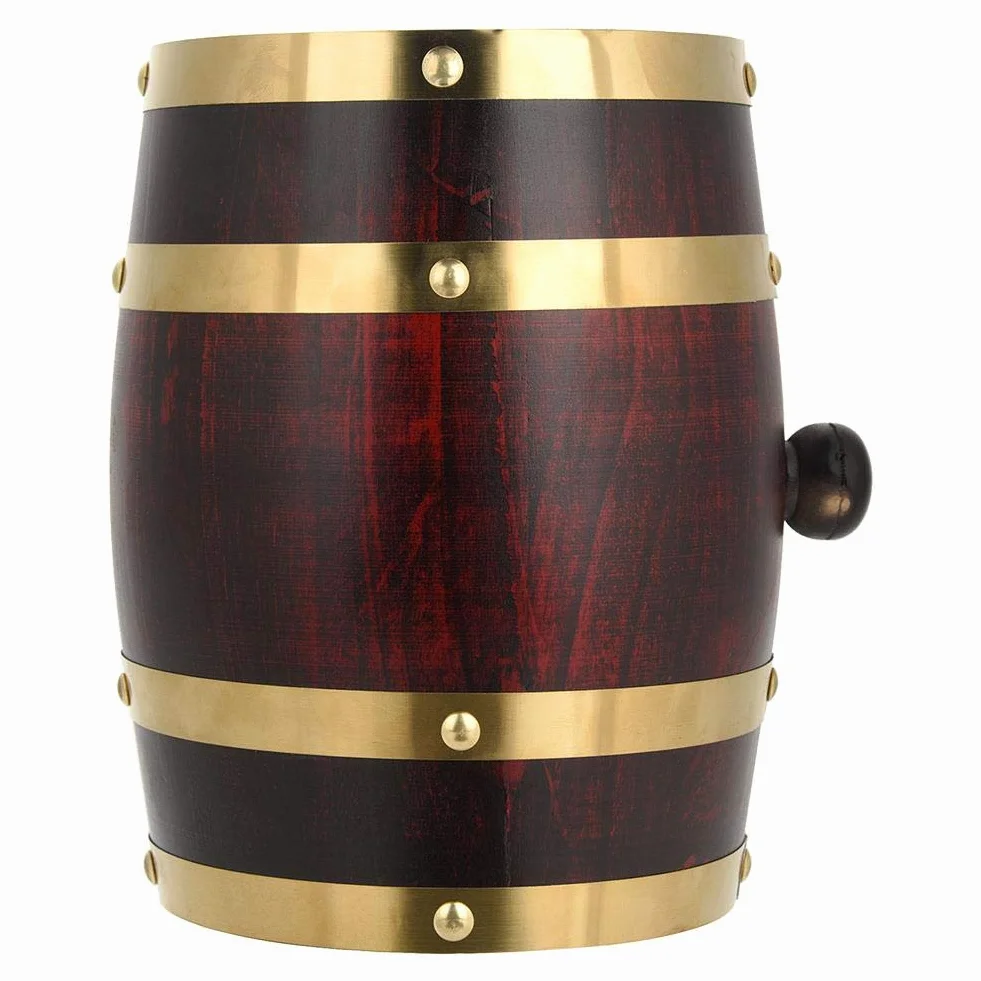 Beczka na wino dębowe przechowywanie beczki na piwo, dozownik beczki na wino z uchwytem na whisky piwo wino bourbon brandy, przechowywanie alkoholi piwa wina (5 l)