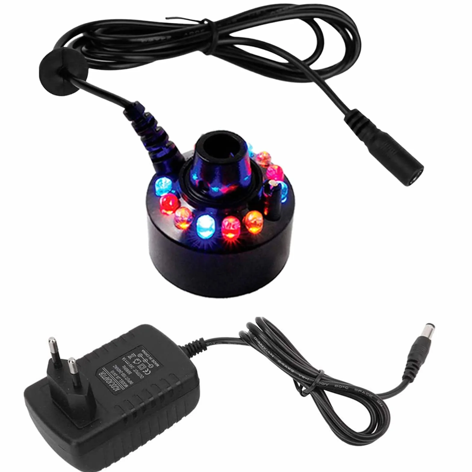 Mini Mist Maker, 12 diod LED Mister Fogger Water Fountain Pond Fog Machine atomizer nawilżacz powietrza, fontanna pokojowa, Mister Foggers, idealna na Halloween, dekoracja bożonarodzeniowa