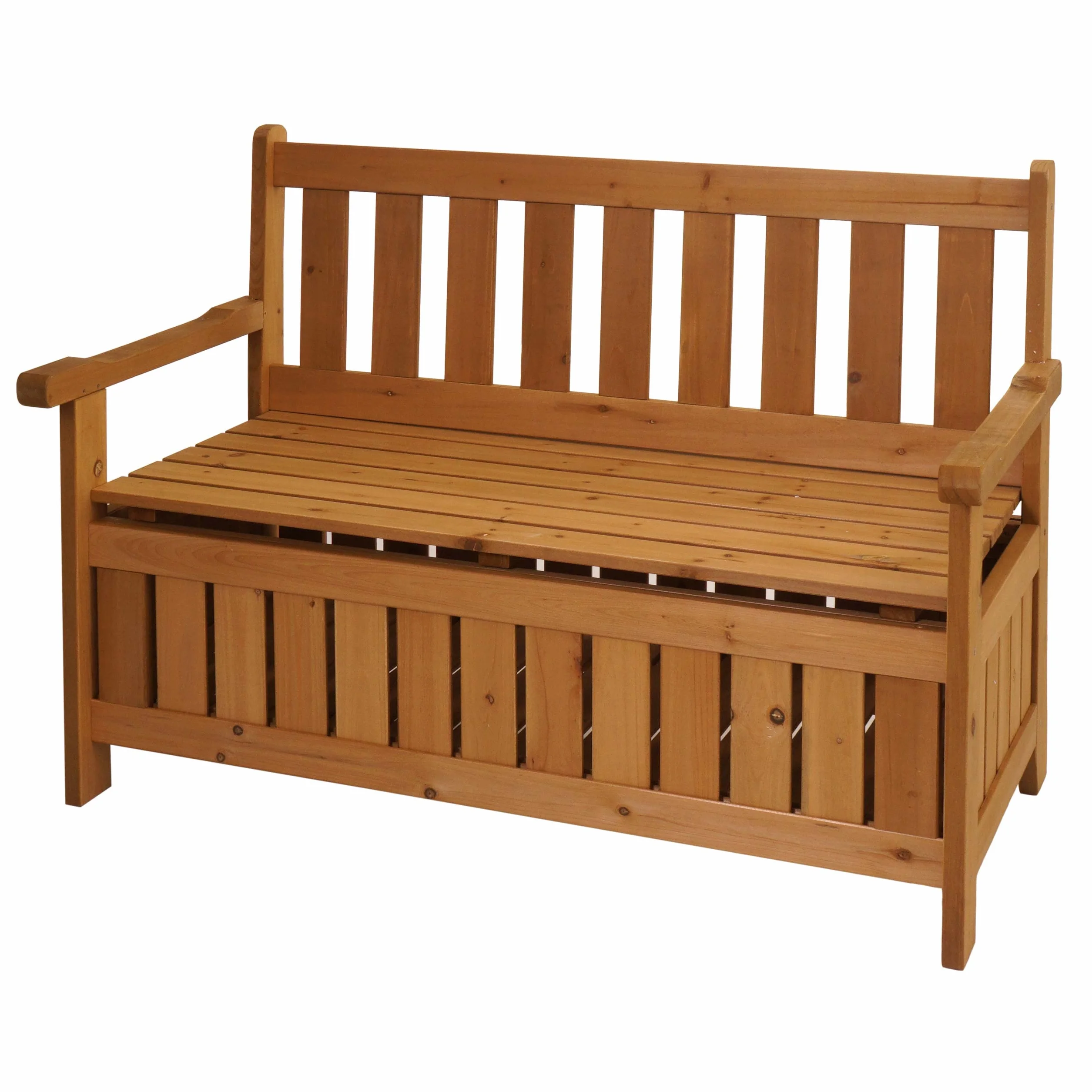 Mendler Ławka ogrodowa HWC-L68 z miejscem do przechowywania Jodła Drewno MVG 114 cm Brązowy