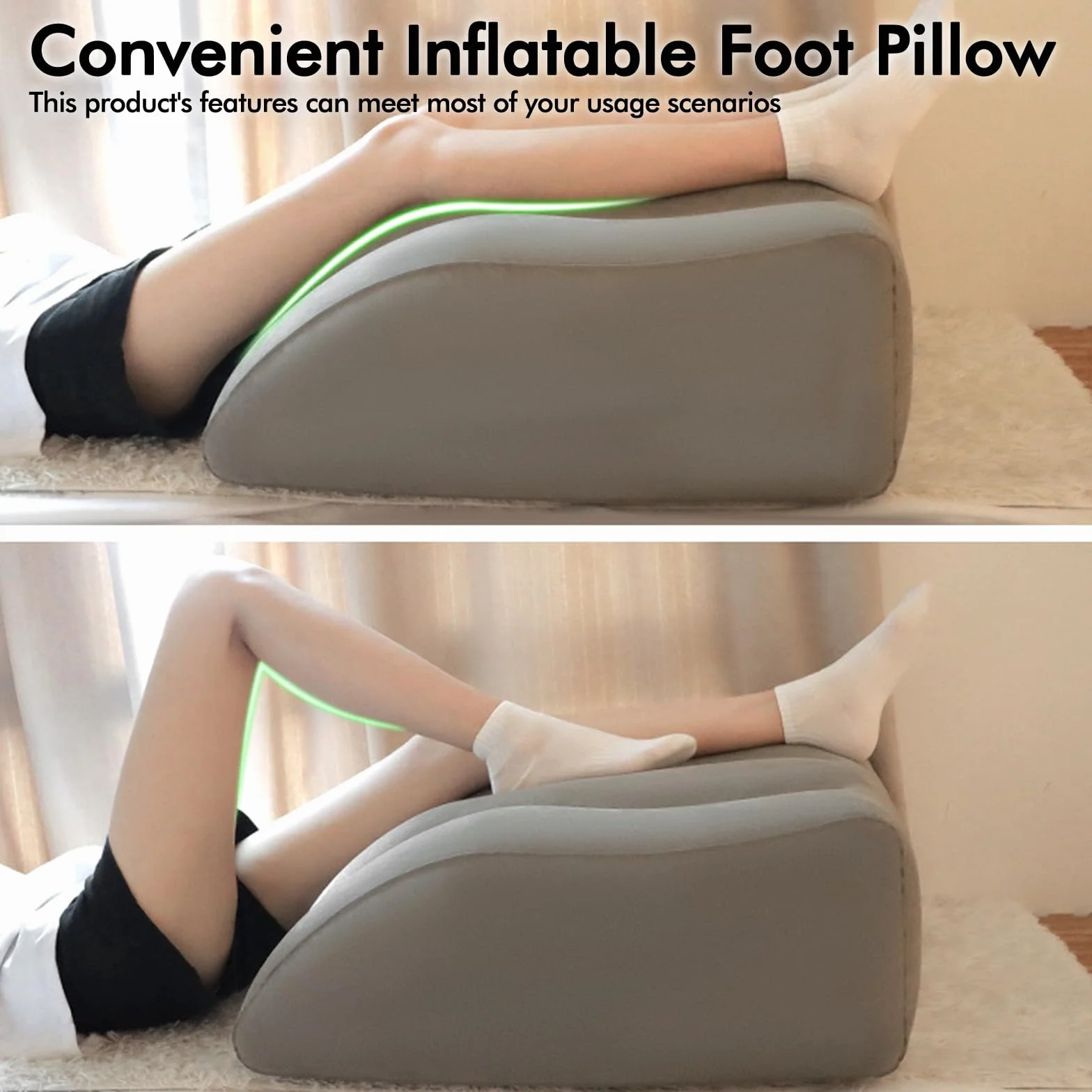 Nadmuchiwana poduszka do podniesienia nóg: nadmuchiwana poduszka pod stopy, poduszka na podróż, ergonomiczna poduszka klinowa do spania, nadaje się do rozluźnienia mięśni i łagodzenia obrzęków