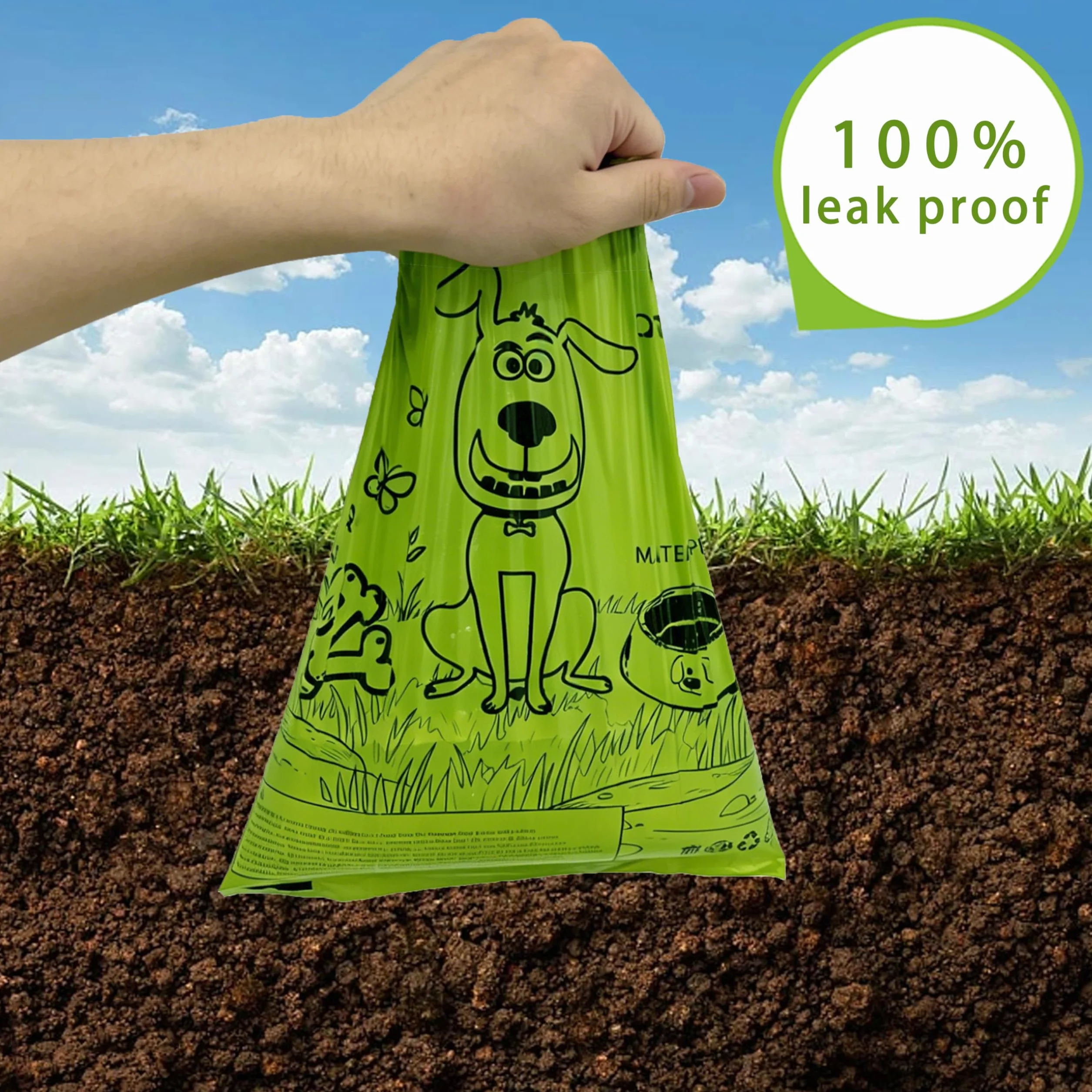 AiTodos 300 Biodegradowalne Worki na Psie Odchody 32x23 cm Zielone 20 Rolek