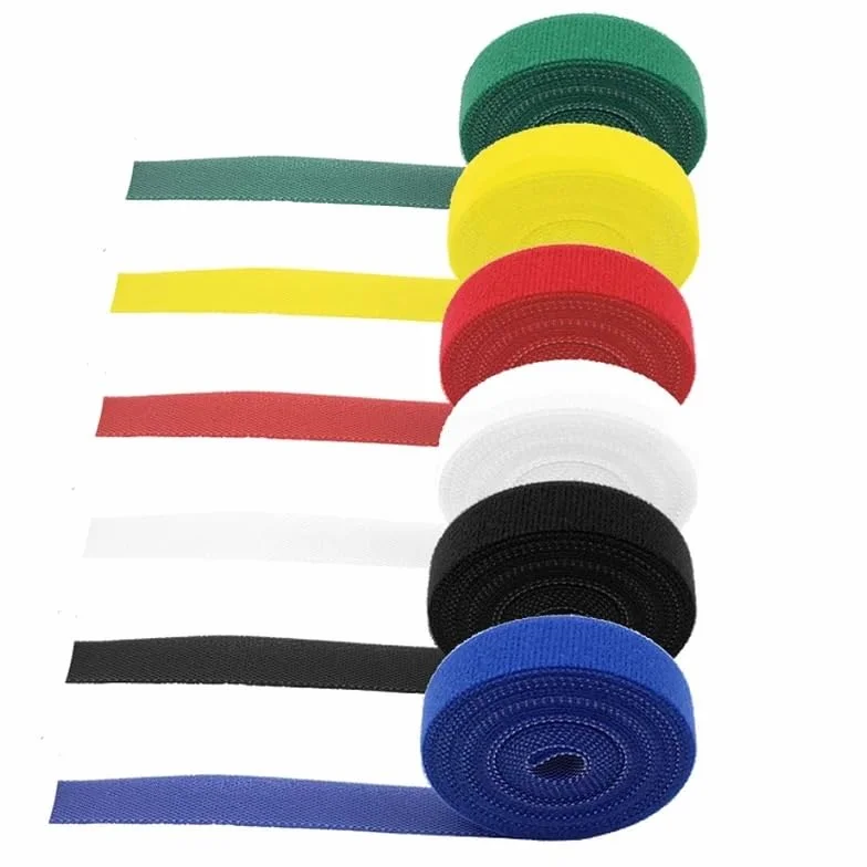 2/10M opaski kablowe wielokrotnego użytku pętla pakiet samoprzylepny zapięcie akcesoria DIY nylonowy pasek organizer klips uchwyt na przewody (żółty, 2 metry - 10 mm) (niebieski 5M (1 rolka))