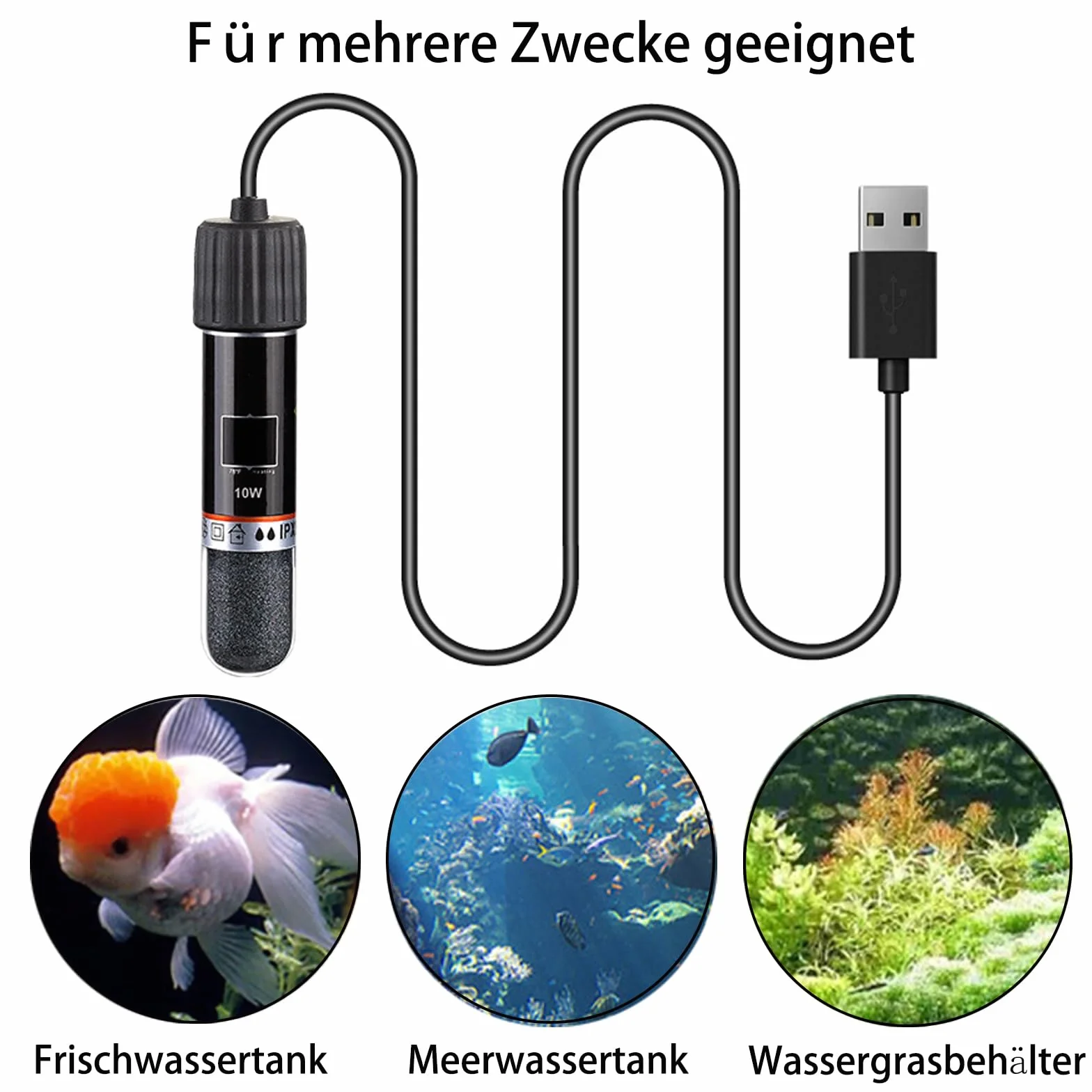 GERUI USB grzejnik do akwarium 10W z termostatem do słonej i słodkiej wody