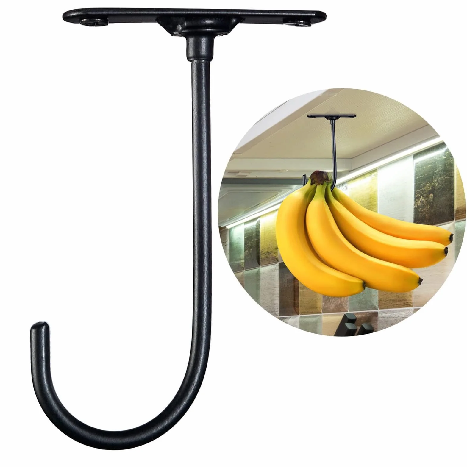 Wieszak bananowy haczyk bananowy składany haczyk bananowy na lekkie przedmioty kuchenne haczyk bananowy pod szafką uniwersalny wieszak na banany pod szafką