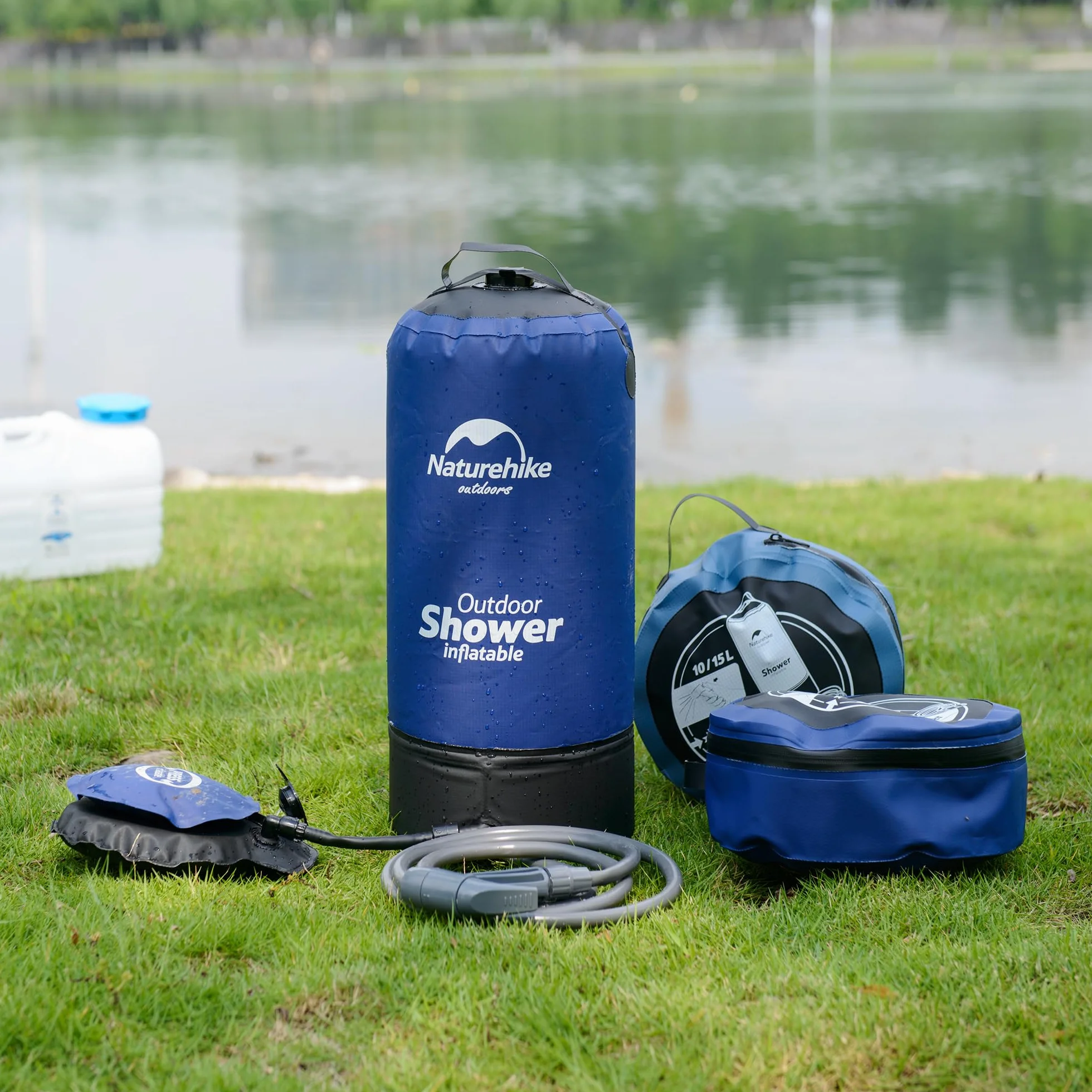 Naturehike Prysznic kempingowy z pompką, mobilny prysznic zewnętrzny z pompką nożną, na kemping, do ogrodu, podróży, samochodu, na plażę, tylko 1 kg – 11 litrów
