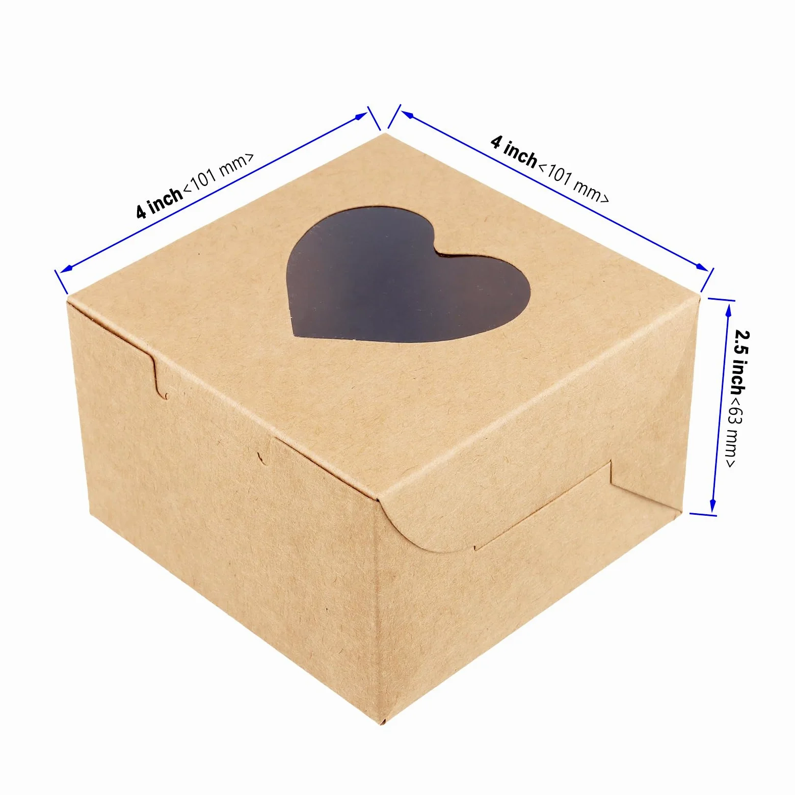 50 sztuk br?zowych pude?ek na babeczki, ma?e pude?ka na wypieki, 10 x 10 x 5 cm, sk?adane pude?ko transportowe z kartonem z przezroczystym okienkiem na desery, ciastka, wypieki, s?odycze, ma?e
