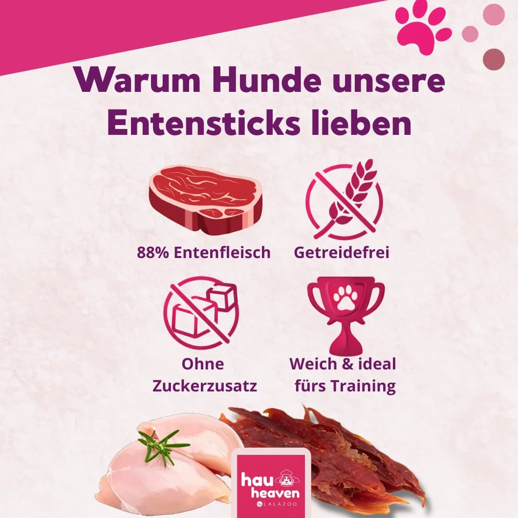 Przysmaki dla psów Soft Duck Jerky 500 g, miękkie filety z kaczki, bogate w białko, bez zbóż, suszone