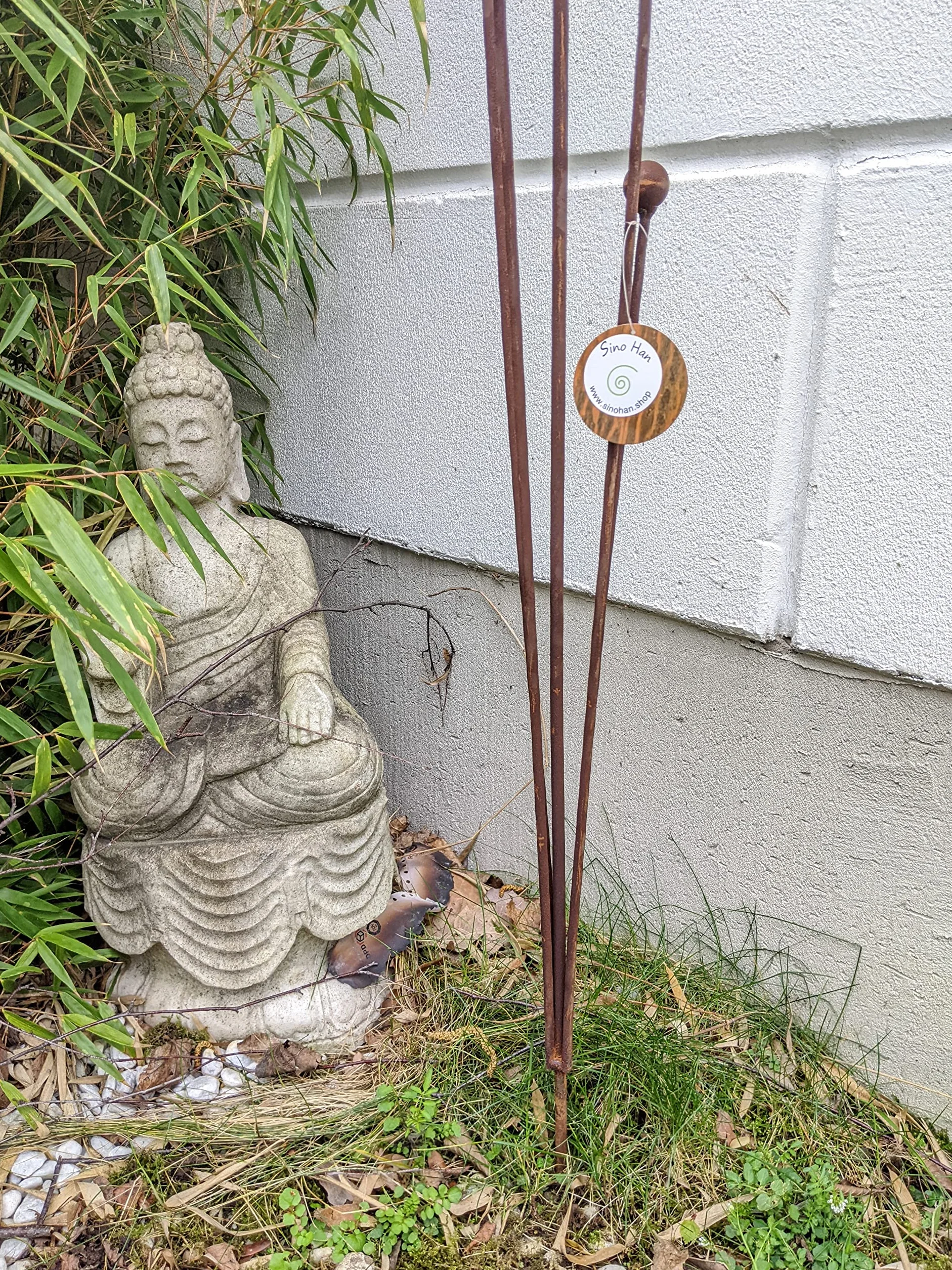 Zen Man Ozdoba ogrodowa ze stali nierdzewnej, kula ogrodowa z metalu, rdza, wys. 116 cm 032139