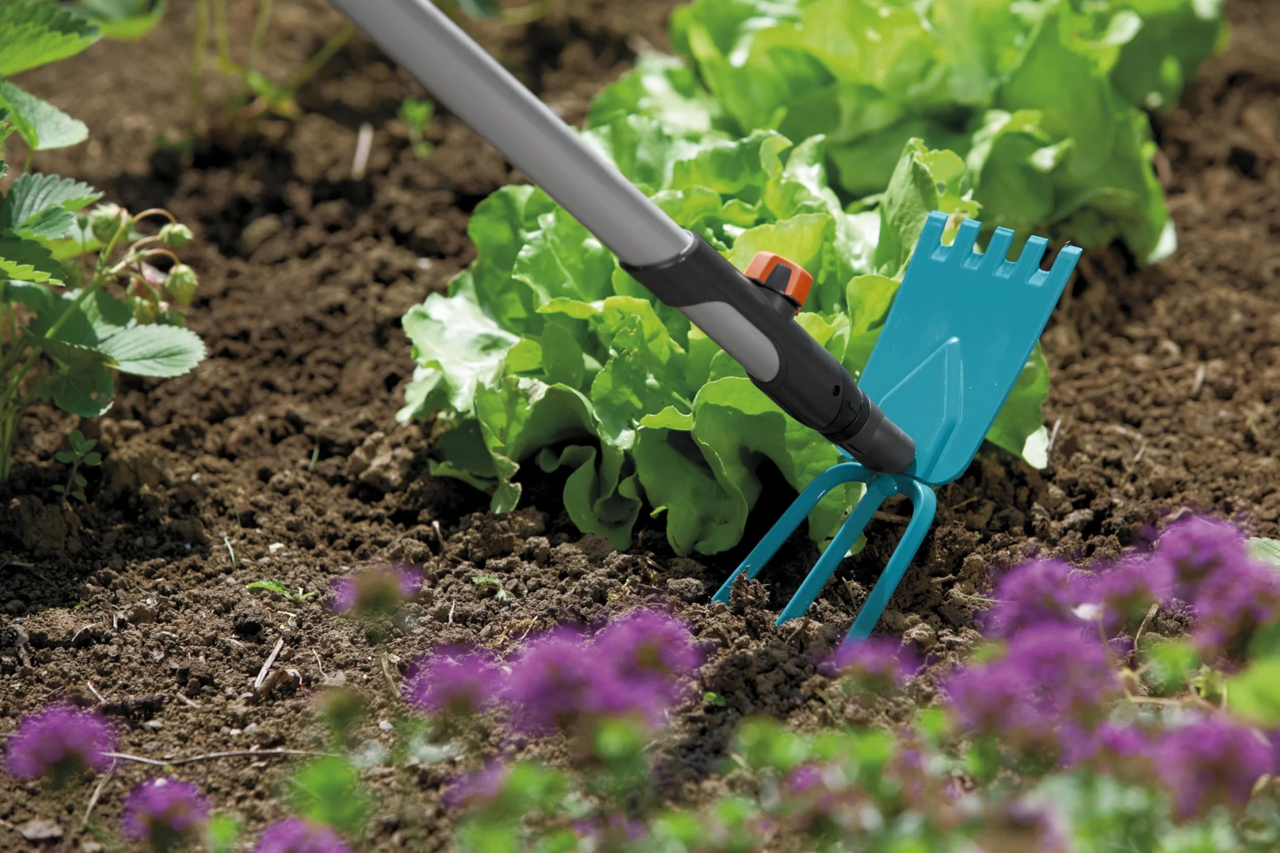Gardena combisystem motyczka ogrodowa: motyczka z prostym ostrzem, 3 zęby, szerokość robocza 9 cm, z wysokiej jakości stali, powłoka z duroplastu (3219-20)