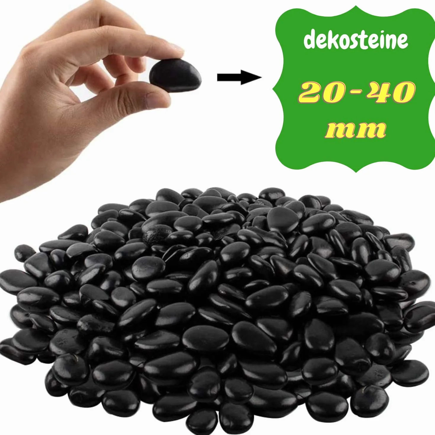 Kamienie dekoracyjne akwarium czarne żwir 20-40 mm 950 g