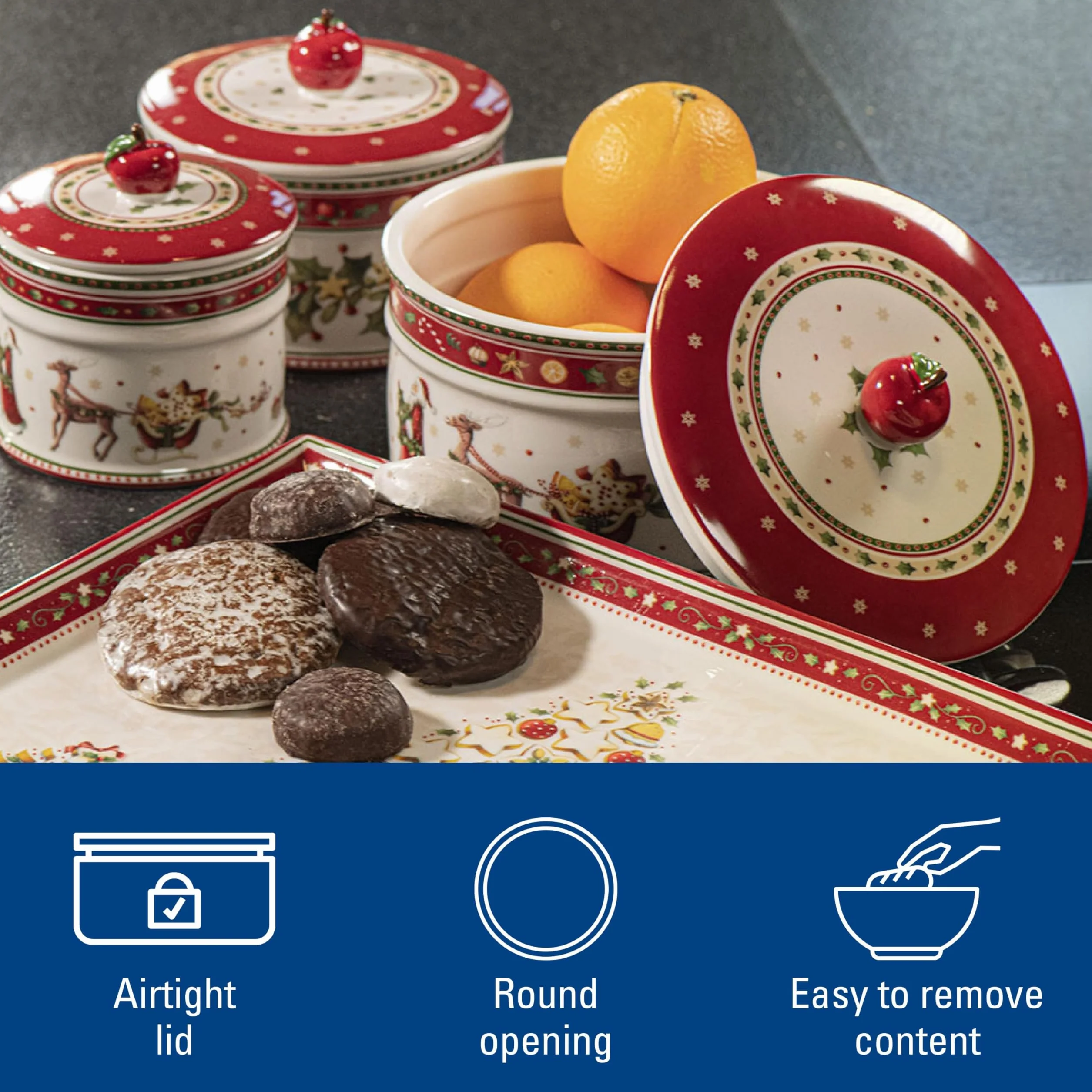 Villeroy & Boch – Winter Bakery Delight, duży pojemnik na wypieki i ciastka, porcelana Premium, wielokolorowy