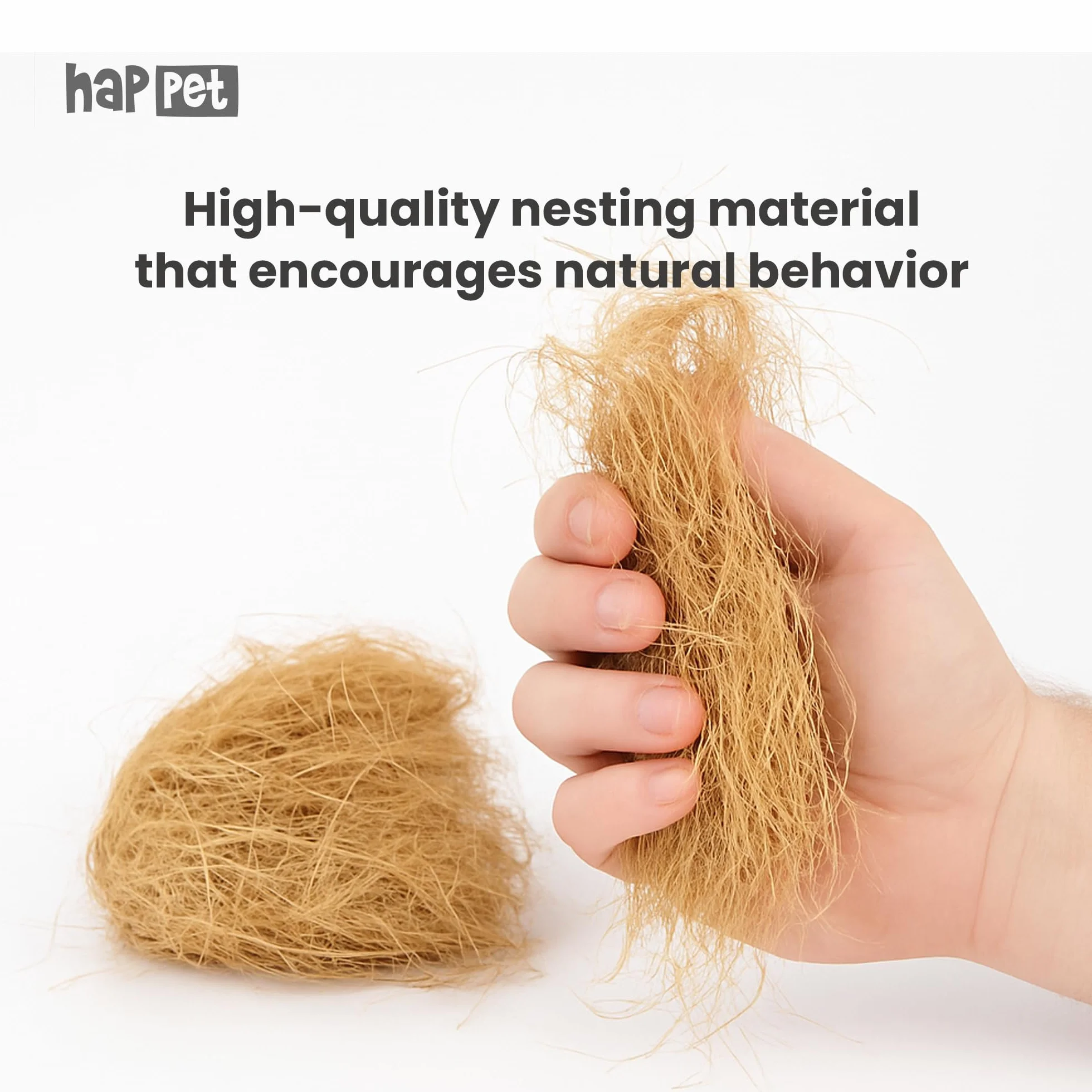 Happet Włókna Kokosowe 5L | Naturalne Podłoże i Materiał Gniazdowy dla Zwierząt i Roślin | Do Terrariów, Donic i Klatek | Ekologiczne, Bezwonne, Chłonne