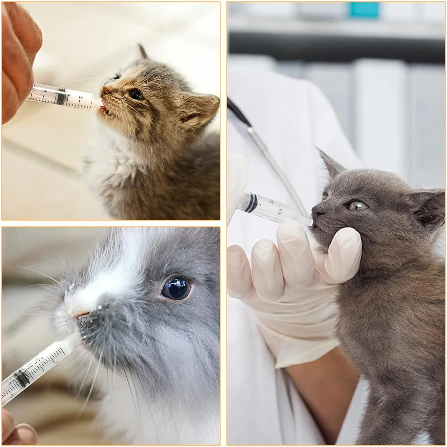 3 szt. Strzykawka do karmienia zwierząt domowych ze smoczkiem, strzykawka dla zwierząt, plastikowa strzykawka z pomiarem, odpowiednia do płynów pomiarowych, karmienia zwierząt