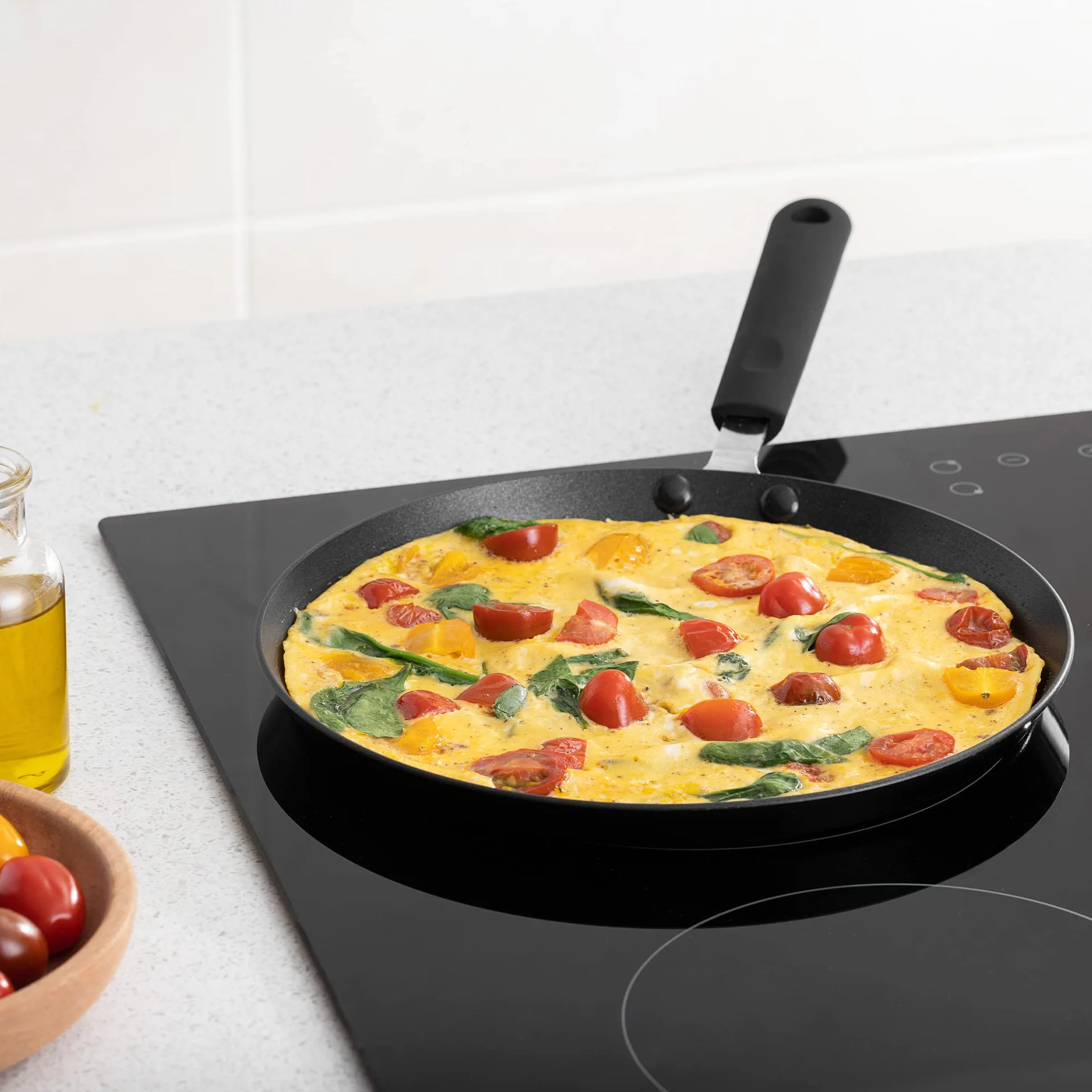 Navaris nieprzywierająca patelnia do naleśników 26 cm - aluminiowa patelnia do naleśników okrągła patelnia z uchwytem - duża patelnia do naleśników do naleśników, jajecznicy, Dosa