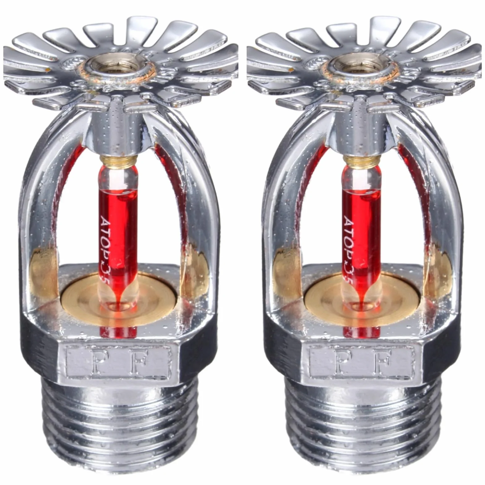 2 szt. Głowica zraszacza pożarowego - 1/5.1 cm NPT, 68.3 °C (68°C) wisiorek, miedź chrom, szybka reakcja K80 do fabryki, centrum handlowego, magazynu