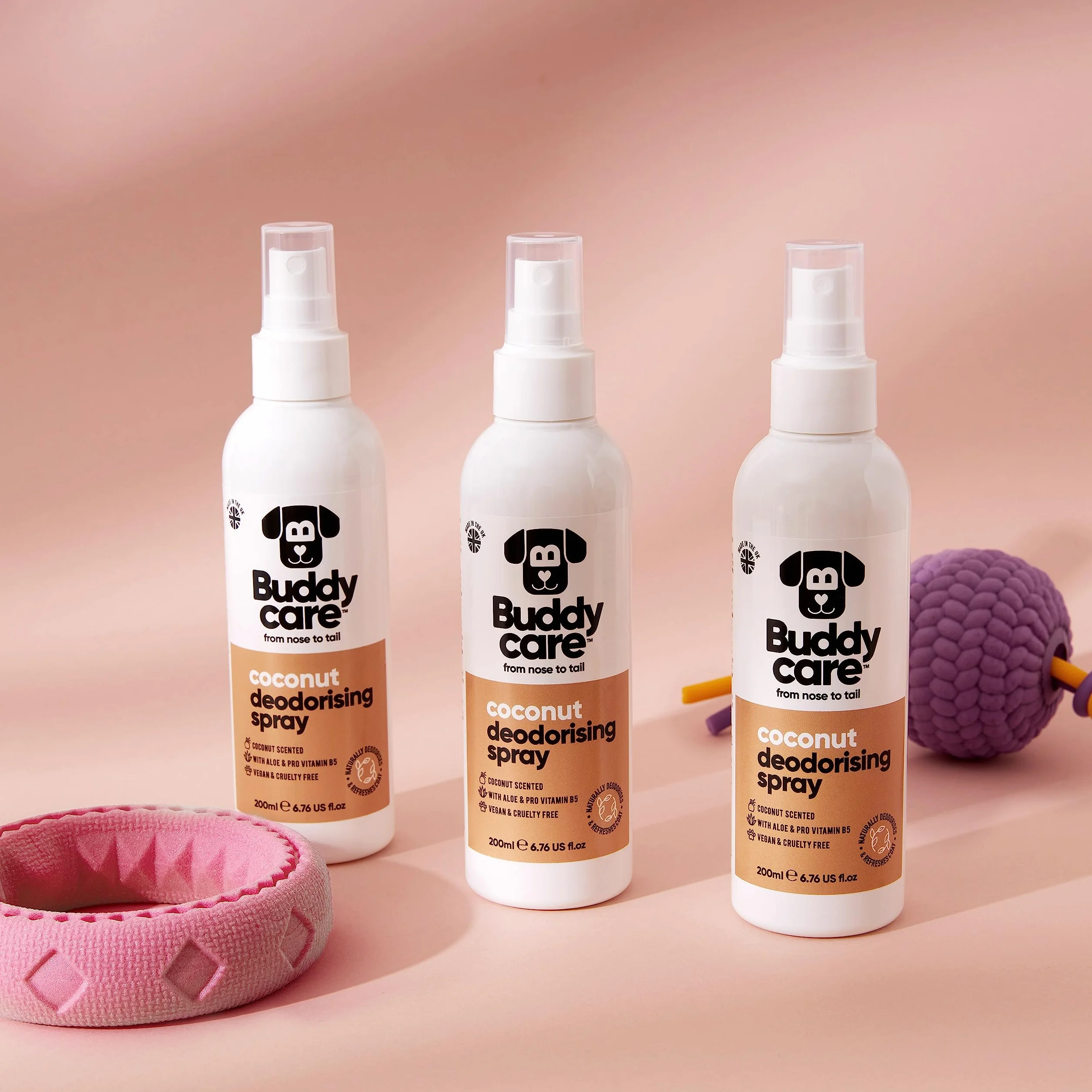 Buddycare Spray dezodoryzujący dla psów orzech kokosowy z aloesem i prowitaminą B5 200 ml