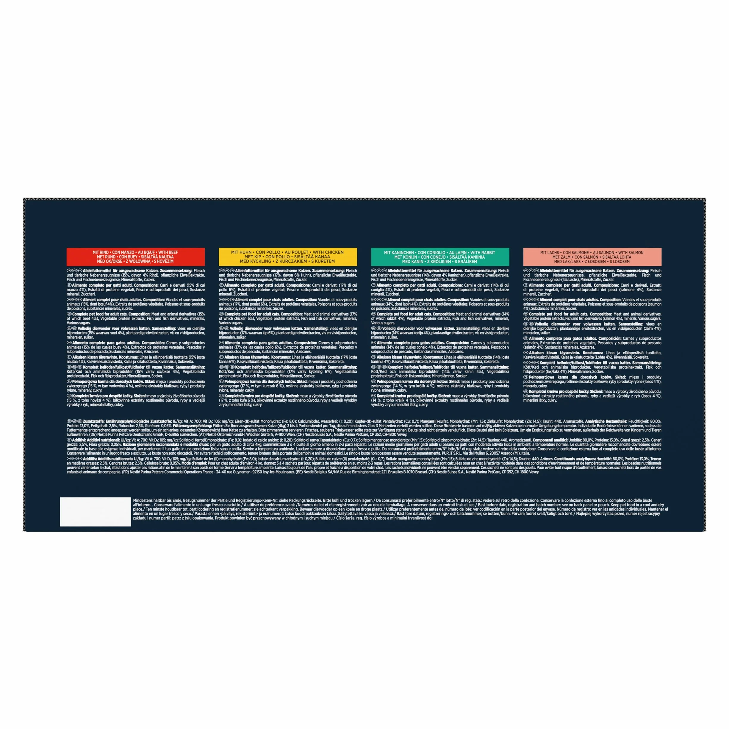 GOURMET PERLE | Karma mokra dla dorosłych kotów | Mini fileciki w sosie z Kurczakiem, Wołowiną, Łososiem i Królikiem | 60x85g