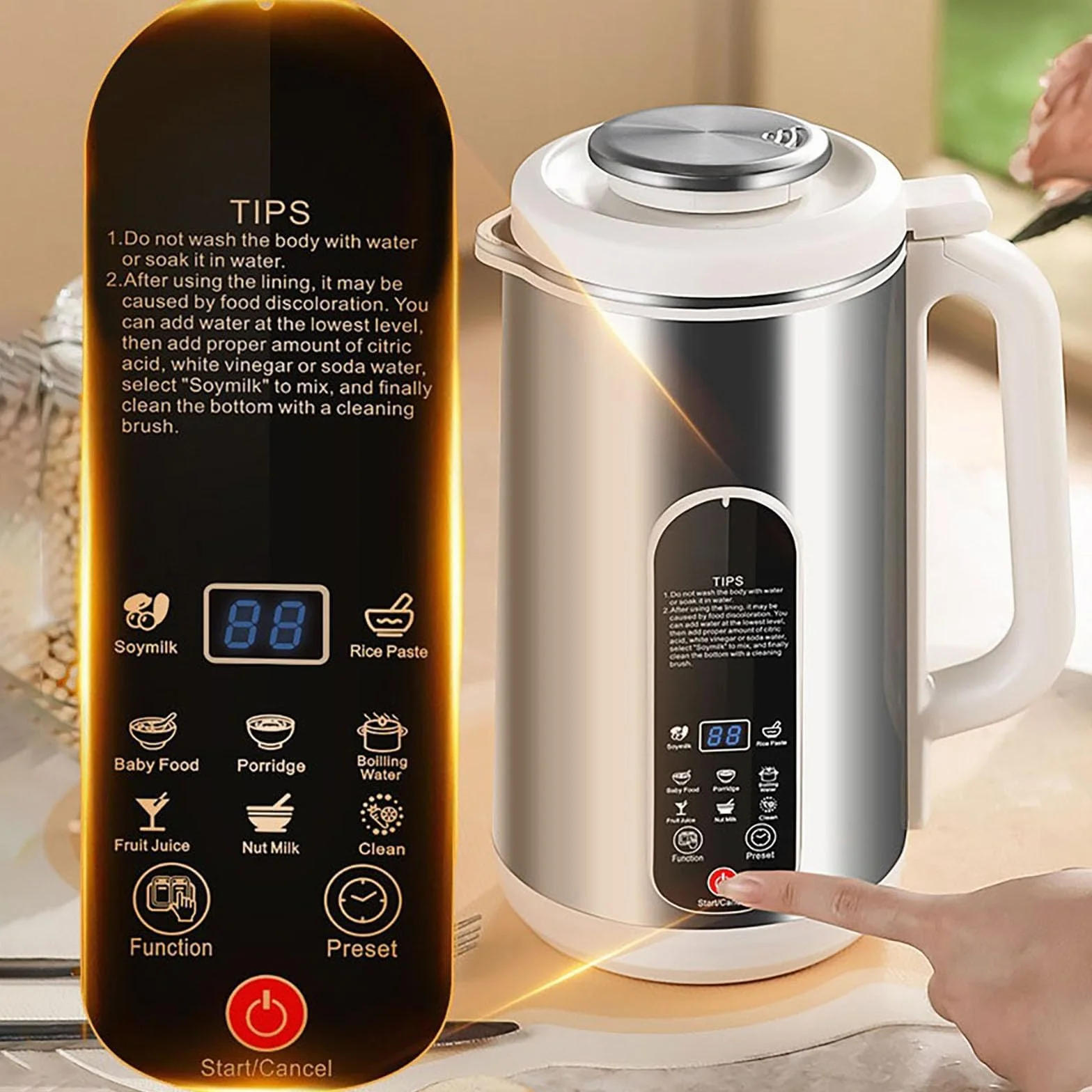 Maszyna do Mleka Orzechowego, 8 w 1 Wielofunkcyjny Blender do Mleka | 1200ml, 12 ostrzy i robi mleko w 5 minut, do domowego mleka migdałowego, sojowego i napojów roślinnych