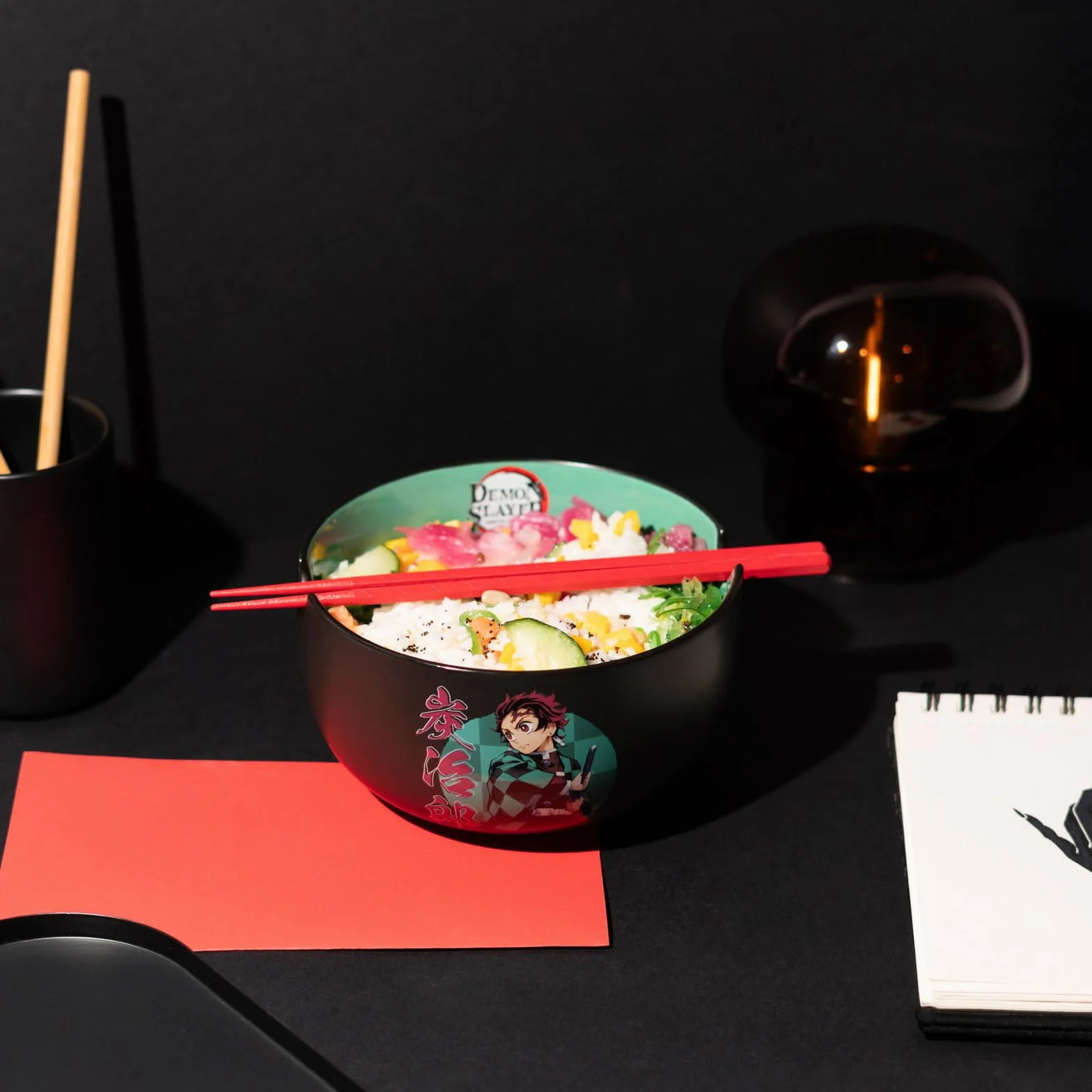 Grupo Erik Ramen Bowl Set With Chopsticks - Demon Slayer Manga Gifts | 31.7 oz - 900 ml, 6.5 x 3.5 inches - 16.4 x 9 cm Noodle Bowl With Chopsticks | Demon Slayer Merch
