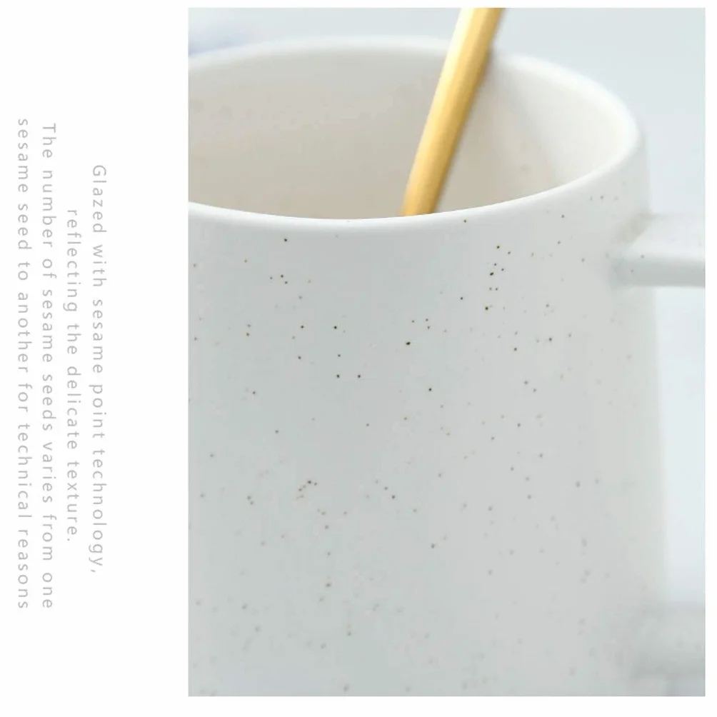 Kubek do kawy Matowy ceramiczny duży kubek porcelanowy Kawa Herbata Kakao Wielokolorowy biurowy kubek na wodę z łyżką (C)