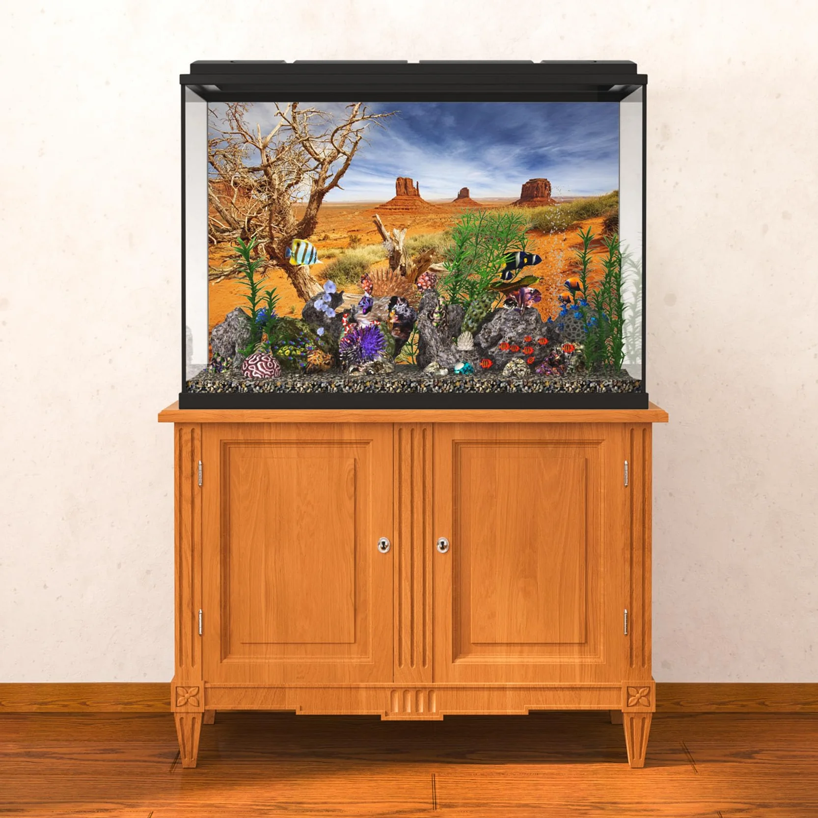 Tło dla gadów winylowe 91x50 cm pomarańczowe pustynne terrarium