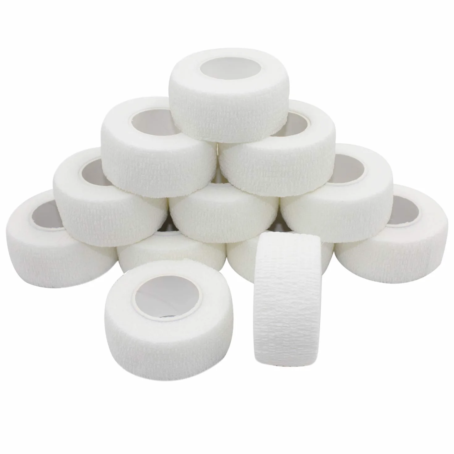 Cohesive Flexible Bandage Self-Adhesive Roll Latex-Free Non-Woven Athletic Tape 2.5 cm x 4.5 m 12 Rolls White