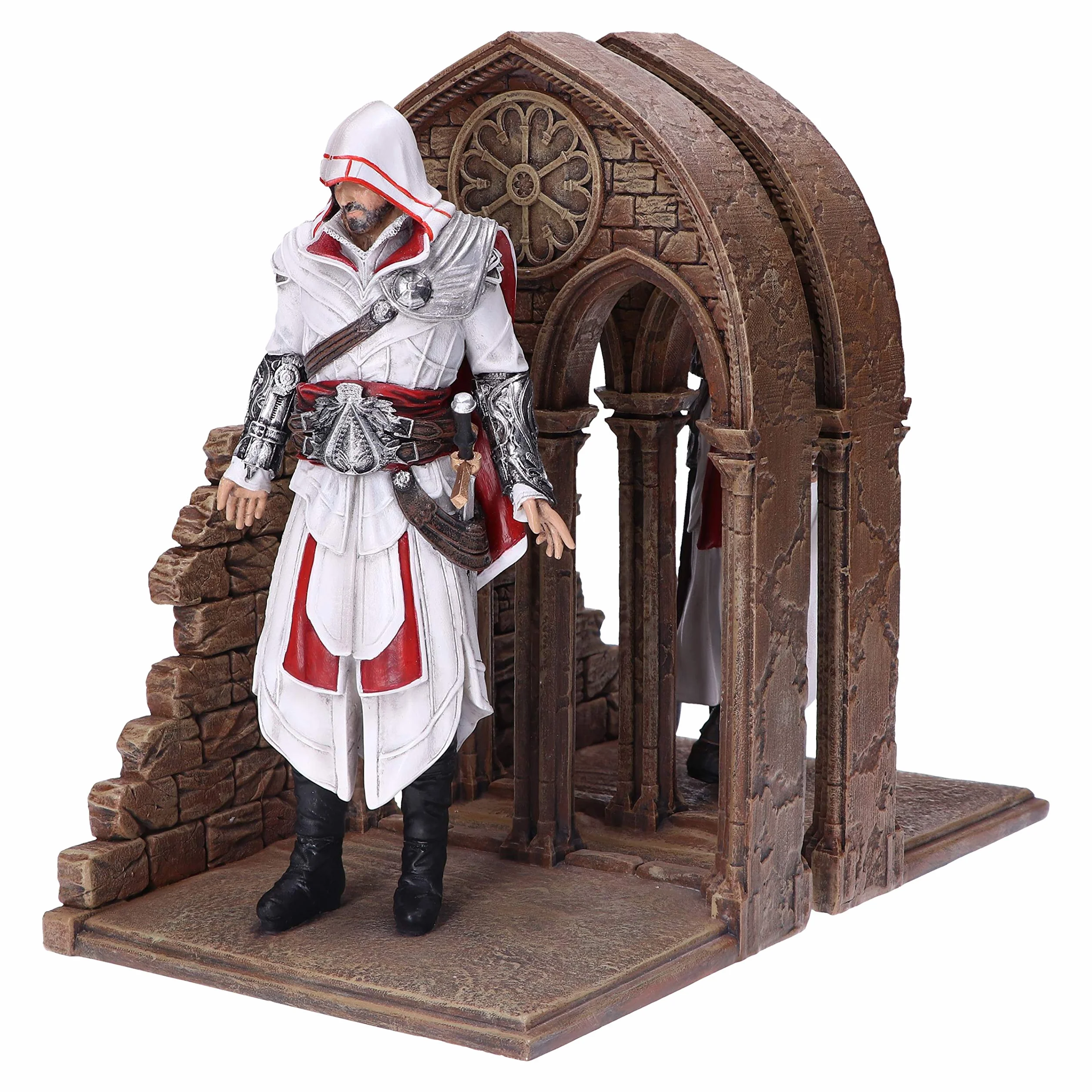 Nemesis Now Oficjalnie licencjonowane podpórki do książek do gier Assassin's Creed Altair i Ezio Library, żywica, brązowe, 24 cm