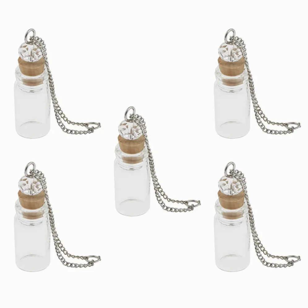 Mini szklana butelka z korkiem naszyjnik wisiorek fiolka DIY dekoracja 1 ml przezroczysta