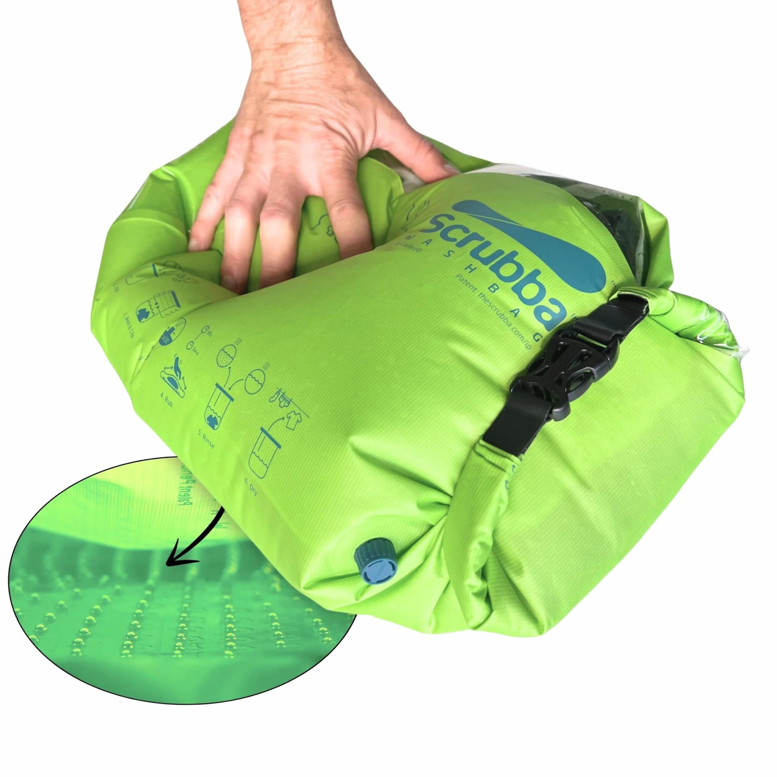 Scrubba Toplader Wash Bag 2.0 – pralka kempingowa – torba na pranie i worek do prania, zielona