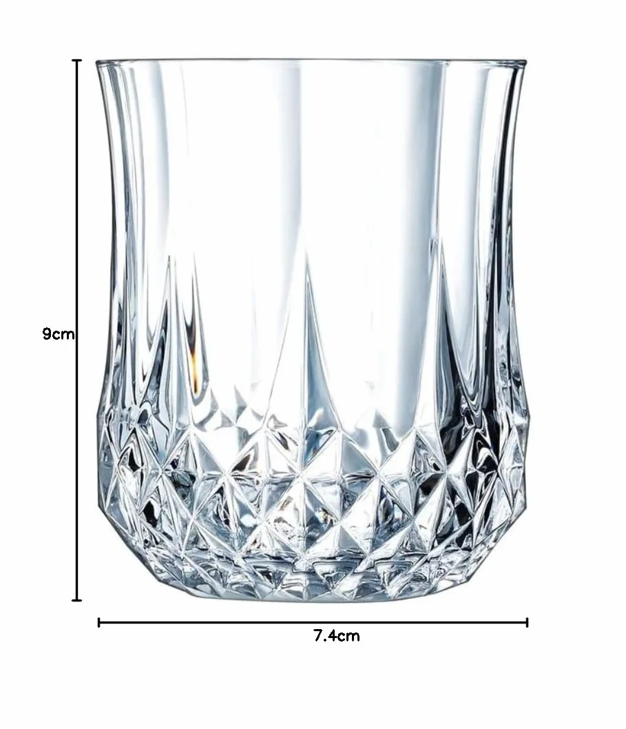 Cristal d'Arques Paris - Kolekcja Longchamp - 6 szklanek 23cl w Kwarx - Błyszczący, przezroczystość i wysoka wytrzymałość - Ikoniczne listwy - Wyprodukowano we Francji