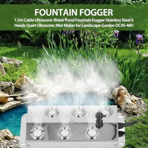 Mist Maker Fogger 6 Głowa, 1,5M Kabla Ultradźwiękowego Mgły Mgły z Zasilaniem, Mgły Fogger Fontanna (zasilacz nie jest dołączony) Ultr