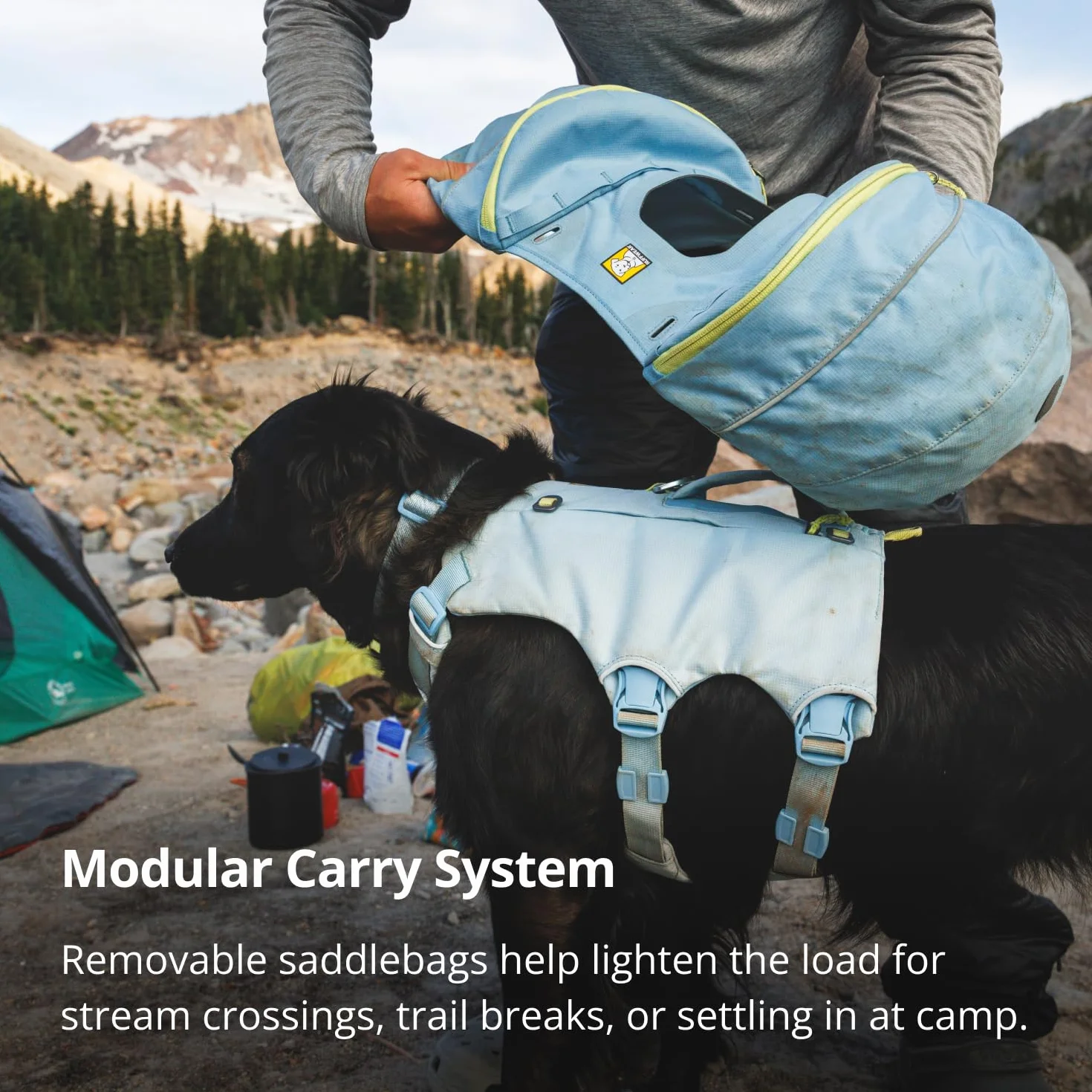 RUFFWEAR Palisades Pakiet dla zwierząt domowych, modułowa torba dla psa i torba podróżna, lekki plecak dla psa na wędrówki i spacery z wbudowaną uprzężą, rozmiar M, czerwona porzeczka