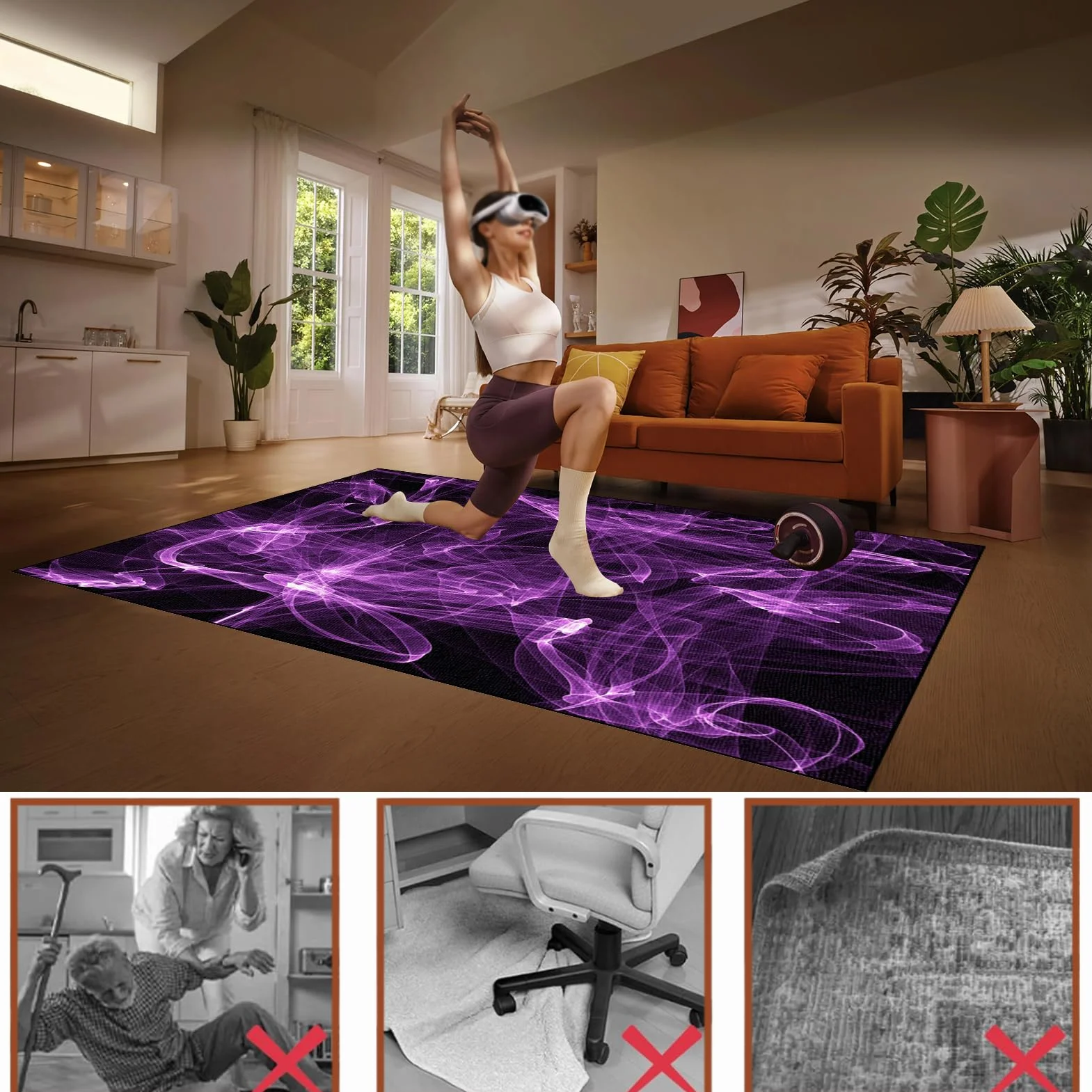 Gaming Dywan Krzesło 170 x 230 cm Mata na krzesło komputerowe, mata na krzesło biurowe, dywan do gier, podłoga, mata na krzesło inwalidzkie, mata wielofunkcyjna mata ochronna