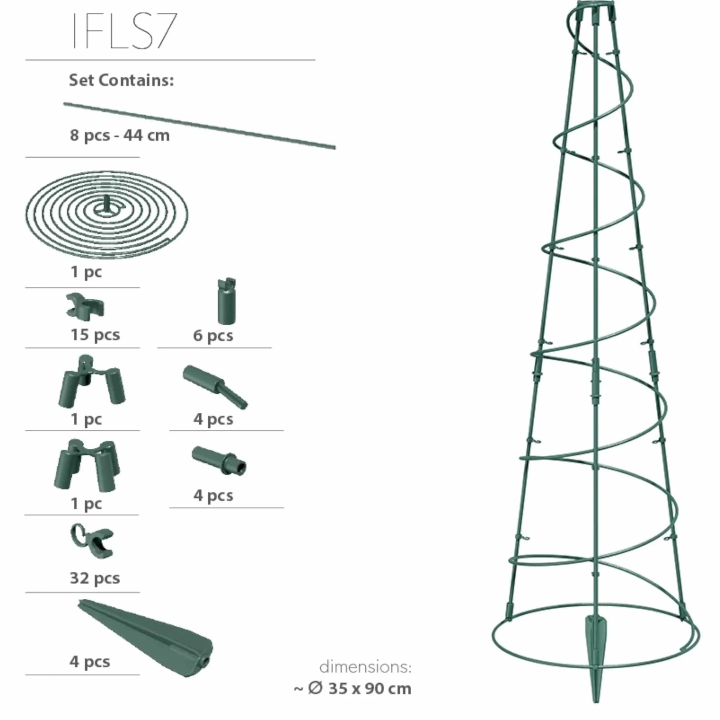 Podpórka ogrodowa do roślin pnących, stożkowa pergola spiralna, stojak na doniczki, średnica 35 cm i wysokość 90 cm, do pomidorów, ogórków i kwiatów