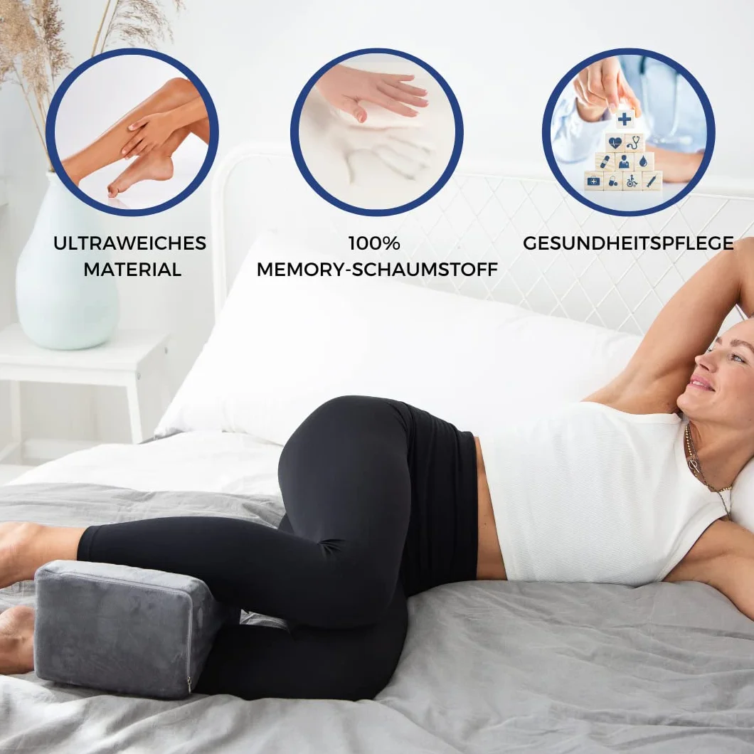 Wysokiej jakości poduszka na kolana dla osób śpiących na boku – ortopedyczna i ergonomiczna poduszka na nogi z pianki z pamięcią kształtu – wygodna poduszka do spania Visco na nogi i kolana