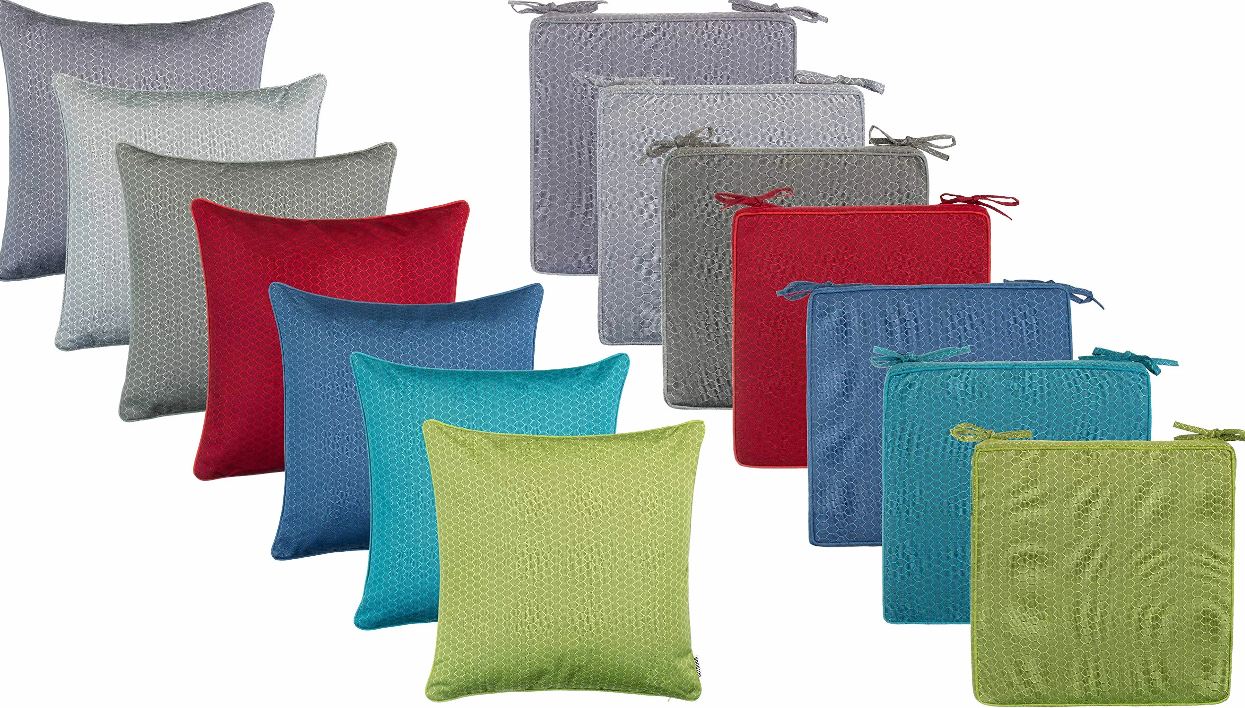 Brandsseller Zestaw 4 poduszek outdoorowych 45 x 45 cm – odporne na warunki atmosferyczne poduszki ozdobne z lamówką o strukturze plastra miodu – wodoodporne poduszki ogrodowe i dekoracyjne na