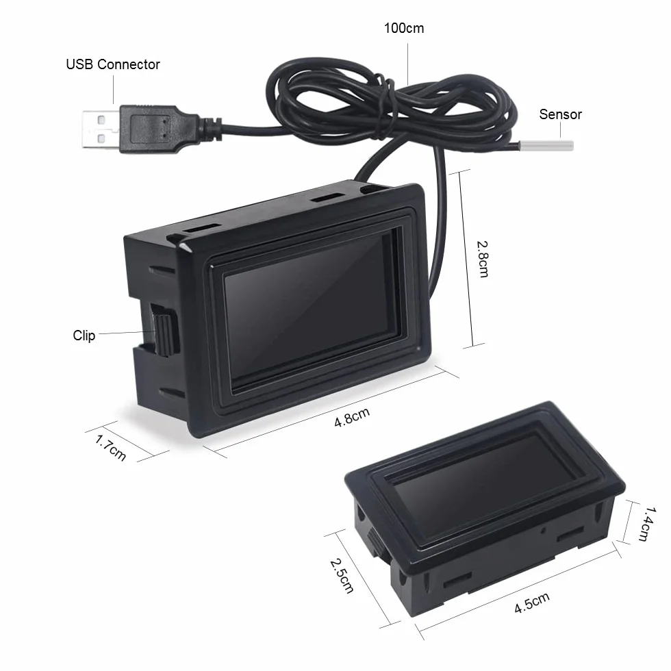 KETOTEK termometr cyfrowy USB akwarium DC 4V-25V miernik temperatury LCD wodoodporny czujnik NTC -50℃~110℃