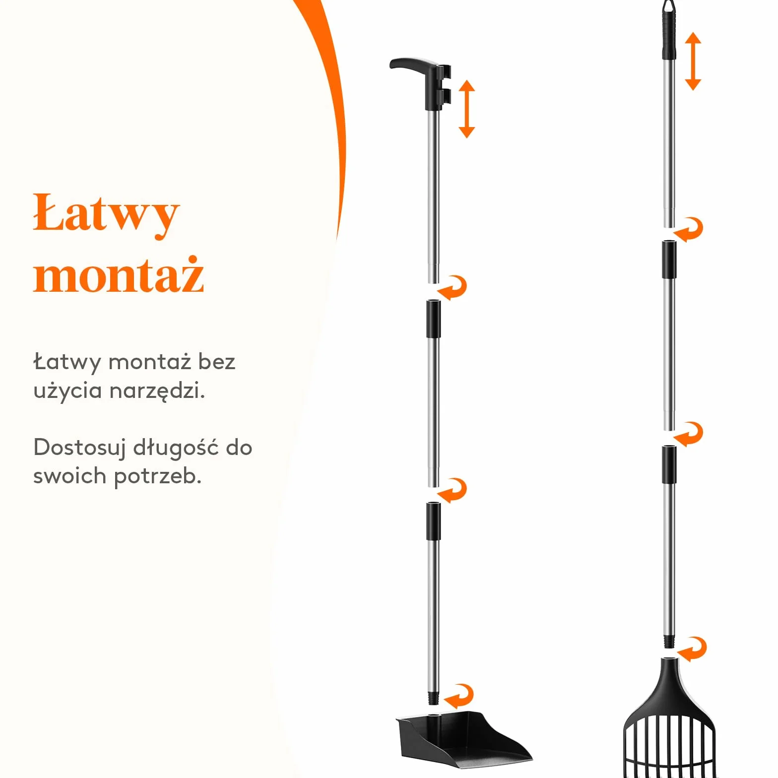 Lifewit Plastikowa szufelka dla psa, na podwórko, lekka, przenośna, dla średnich i małych psów, regulowany, metalowy drążek, długi uchwyt, zestaw szufelek na trawnik, podwórko, trawę