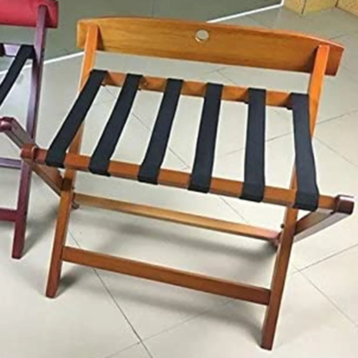 Stojak na bagaż - Drewniany składany stojak na bagaż - Stojak na walizki z litego drewna do apartamentów hotelowych, 63 x 43 x 61 cm