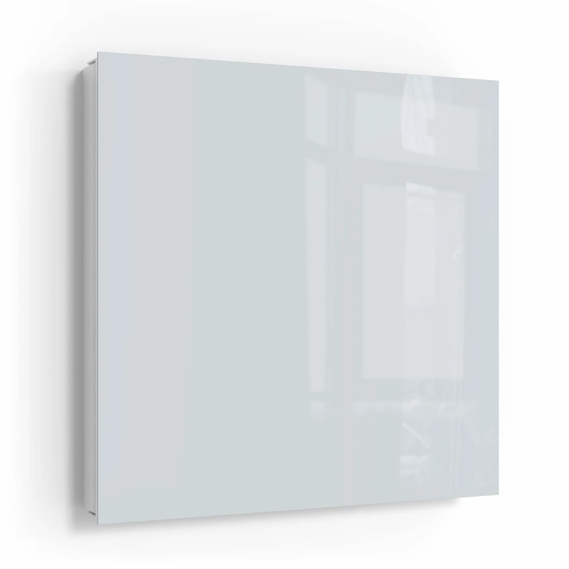 DEQORI Skrzynka na klucze biała | 30x30 cm | Jednolity kolor - Jasnoszary | Skrzynka na klucze ze szkła i metalu | Skrzynka na klucze z 50 haczykami + 2 magnesami | Nowoczesna skrzynka magnetyczna i