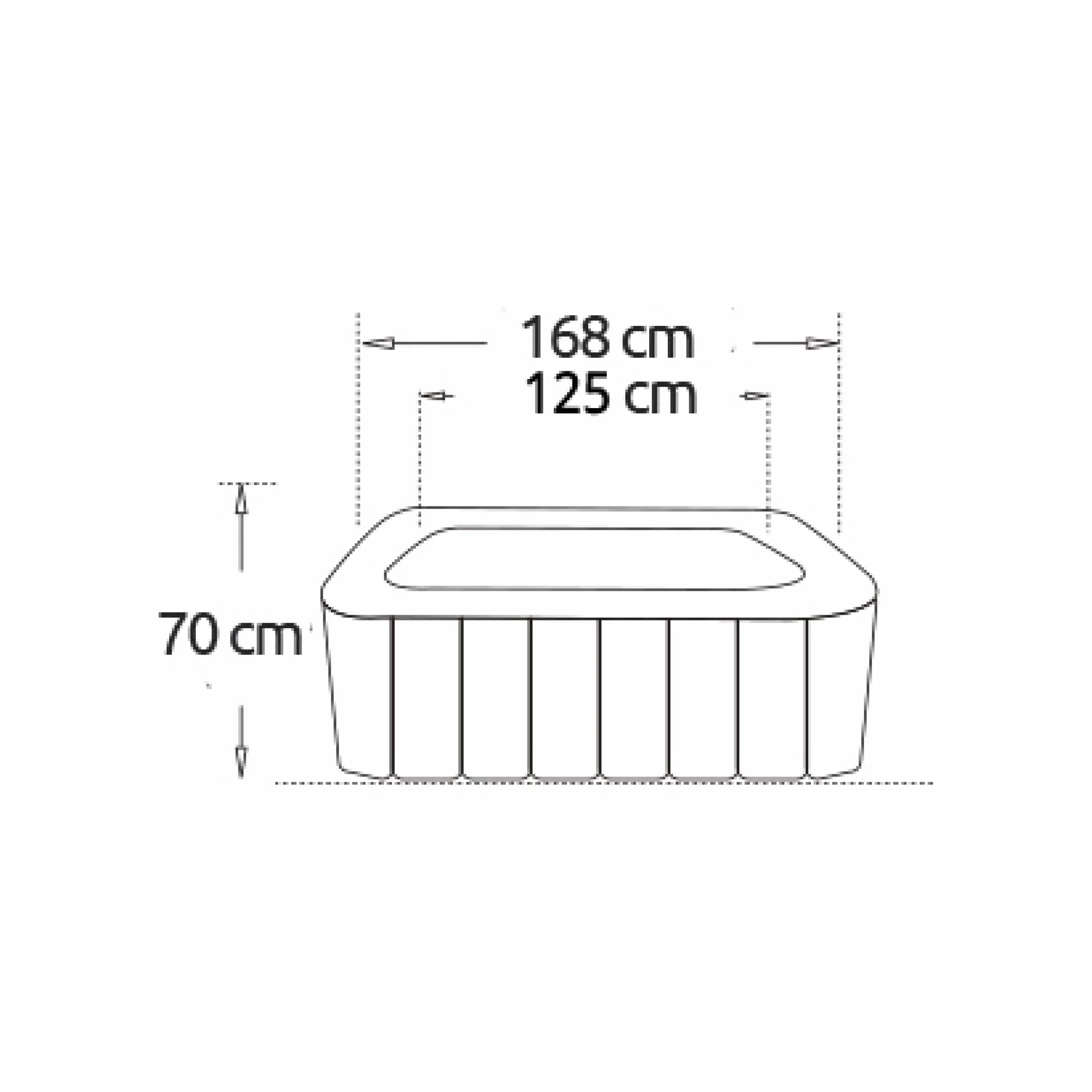 NetSPA - Kwadratowy nadmuchiwany SP-CAM130D - 4 osoby - 168X70Cm - Powłoka PVC laminowana sztuczna skóra - Pokrowiec z efektem krokodyla - Podszewka wewnętrzna perła - montaż 15 minut