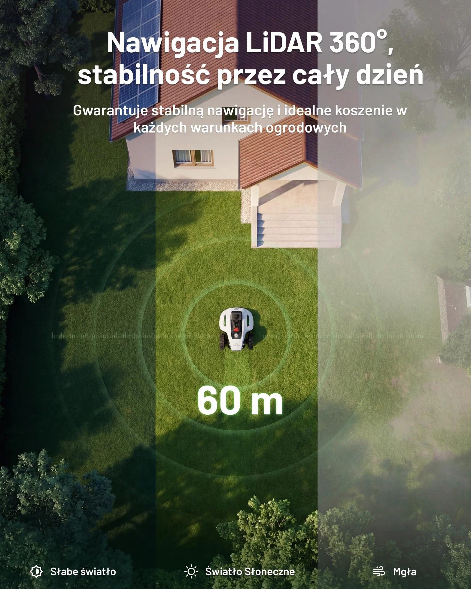 MAMMOTION YUKA mini 2 800 LiDAR Robot koszący bez przewodu obwodowego, rekomendowany 800 m³, LiDAR 360°+ AI Vision, rozpoznawanie ponad 300 przeszkód, DropMow, nachylenie 45%