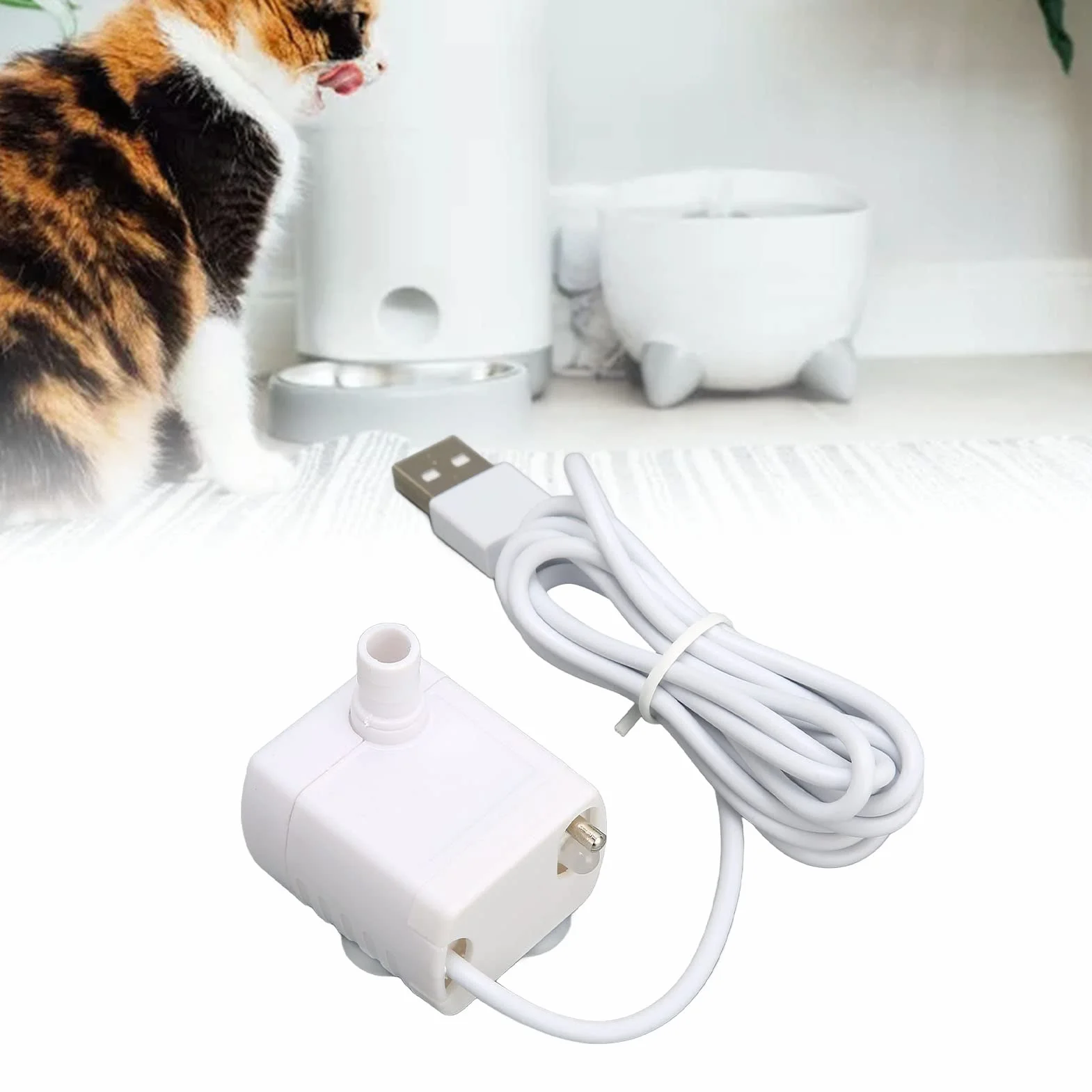 Pompa do Fontanny dla Zwierząt Domowych, Cicha, Bezszczotkowy Silnik Prądu Stałego, Zasilana USB