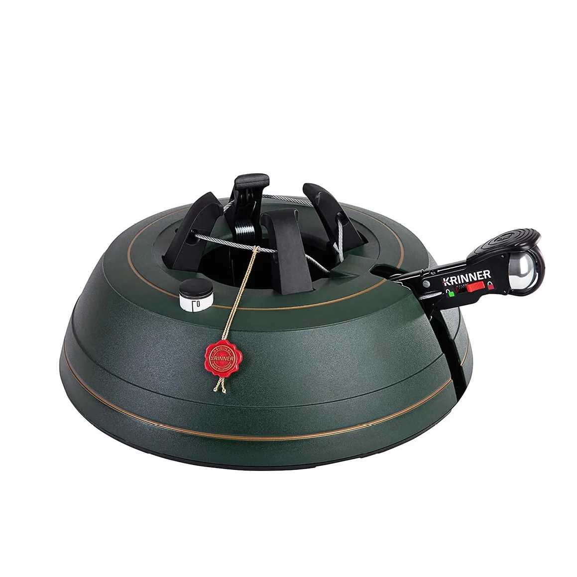 Krinner Ultra Grip L stojak na choinkę, stojak na choinkę w zestawie z pedałem nożnym z dzwonkiem zabezpieczającym i zbiornikiem na wodę o pojemności 3,7 l, na wysokość drzewa do 2,7 m, tworzywo