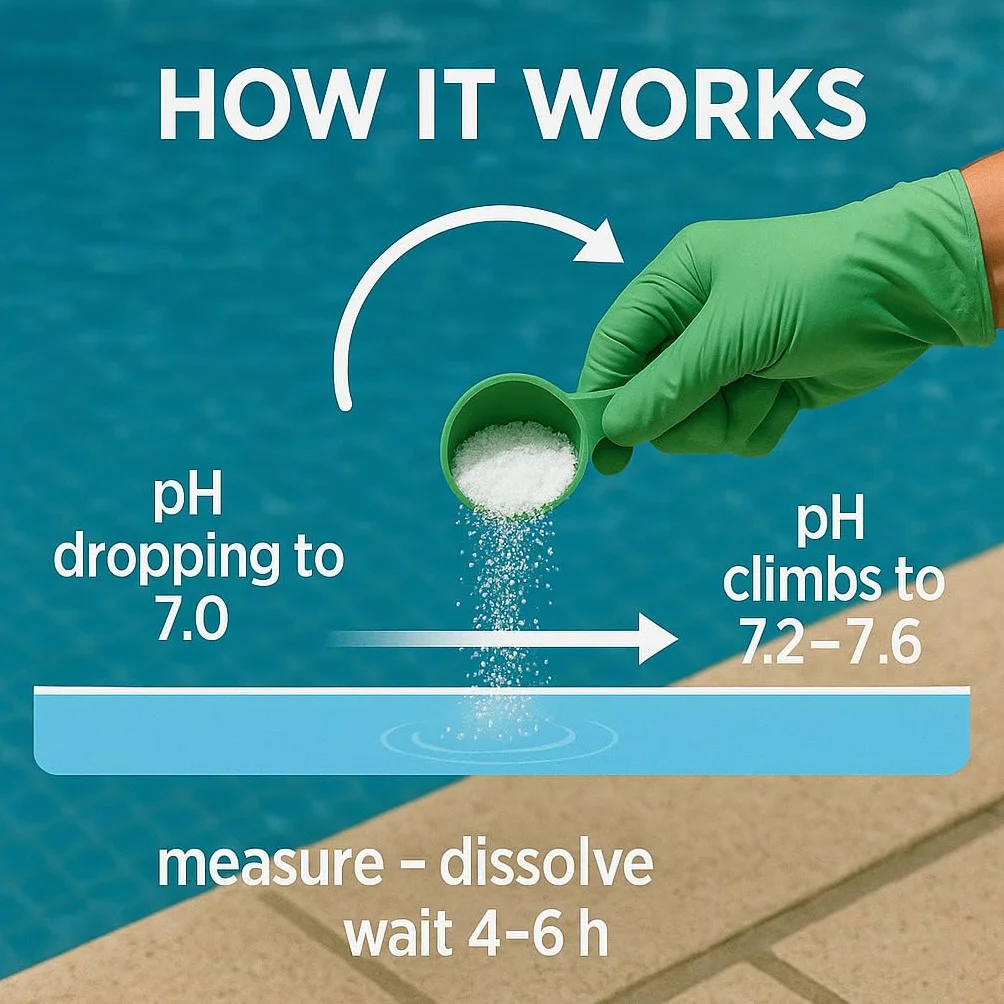 Granulat pH Plus 20 kg w wiaderku, średnia wartość pH w basenie, środek do pielęgnacji wody z hydromasażem dla krystalicznie czystej wody, idealny do wszystkich rodzajów basenów, łatwe dozowanie ph+