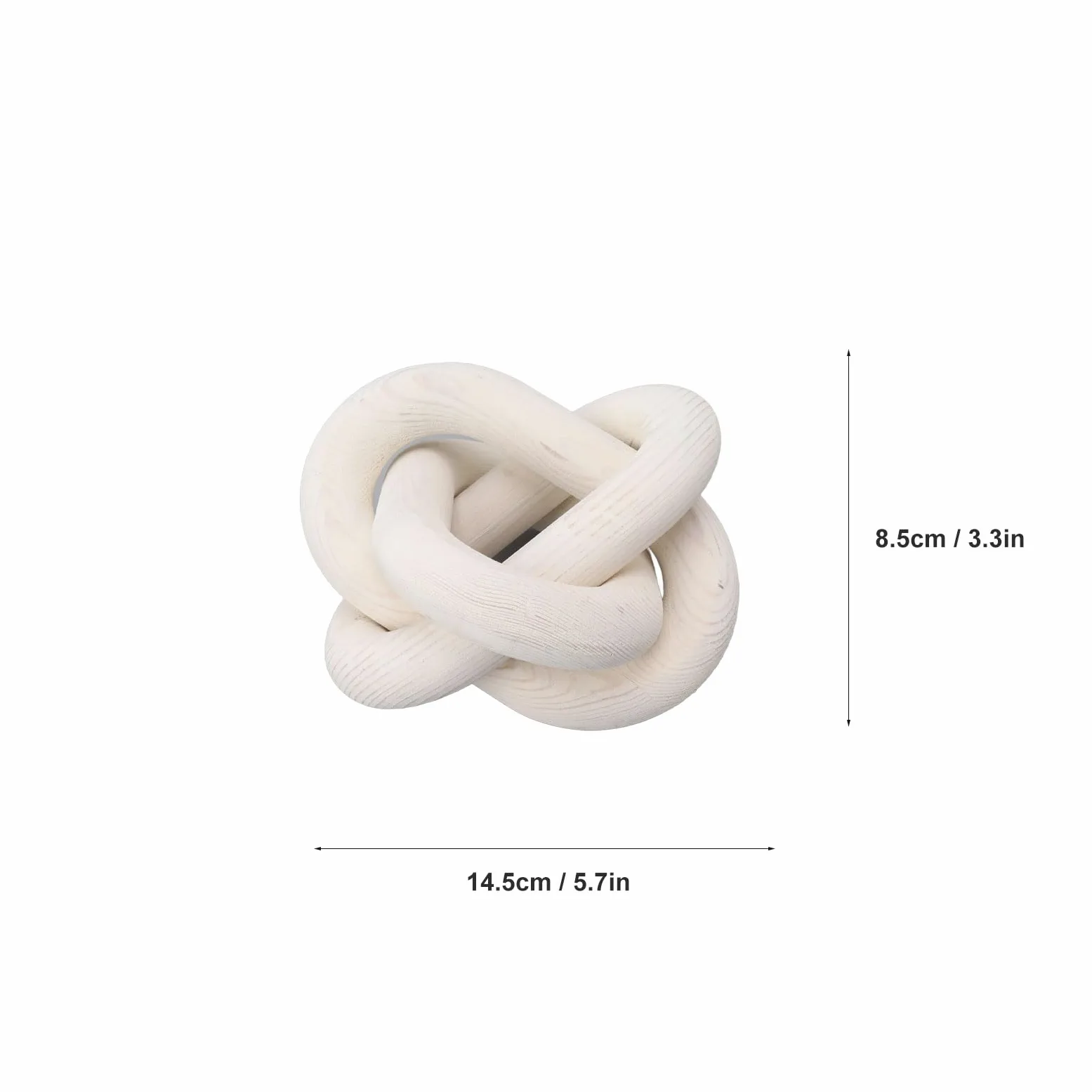 3 Link Wood Chain Link Decor Wood Knot Decor, Home Decor Półka Ręcznie Rzeźbione Boho Wood Knot do Sypialni, Salonu, Wystrój Stolika Kawowego (Biały)