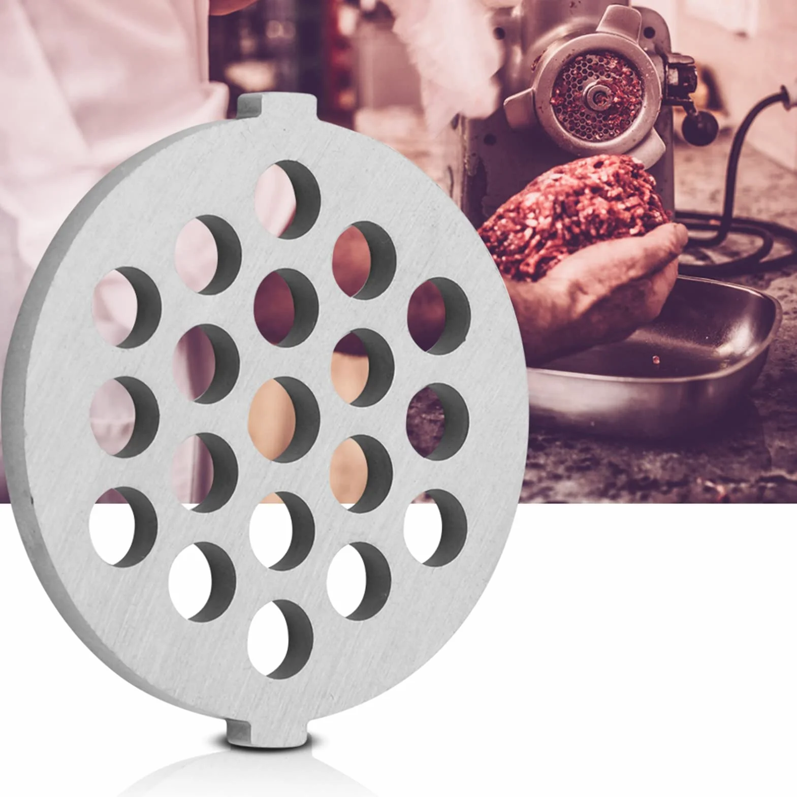 Jeffergarden Aluminiowa Maszynka do Mielenia Mięsa z łatwą instalacją i możliwością Mycia w Zmywarce Szybko Pomaga w Przygotowaniu Mięsa Mielonego do Gotowania (Mały okrągły otwór o średnicy 7 mm)