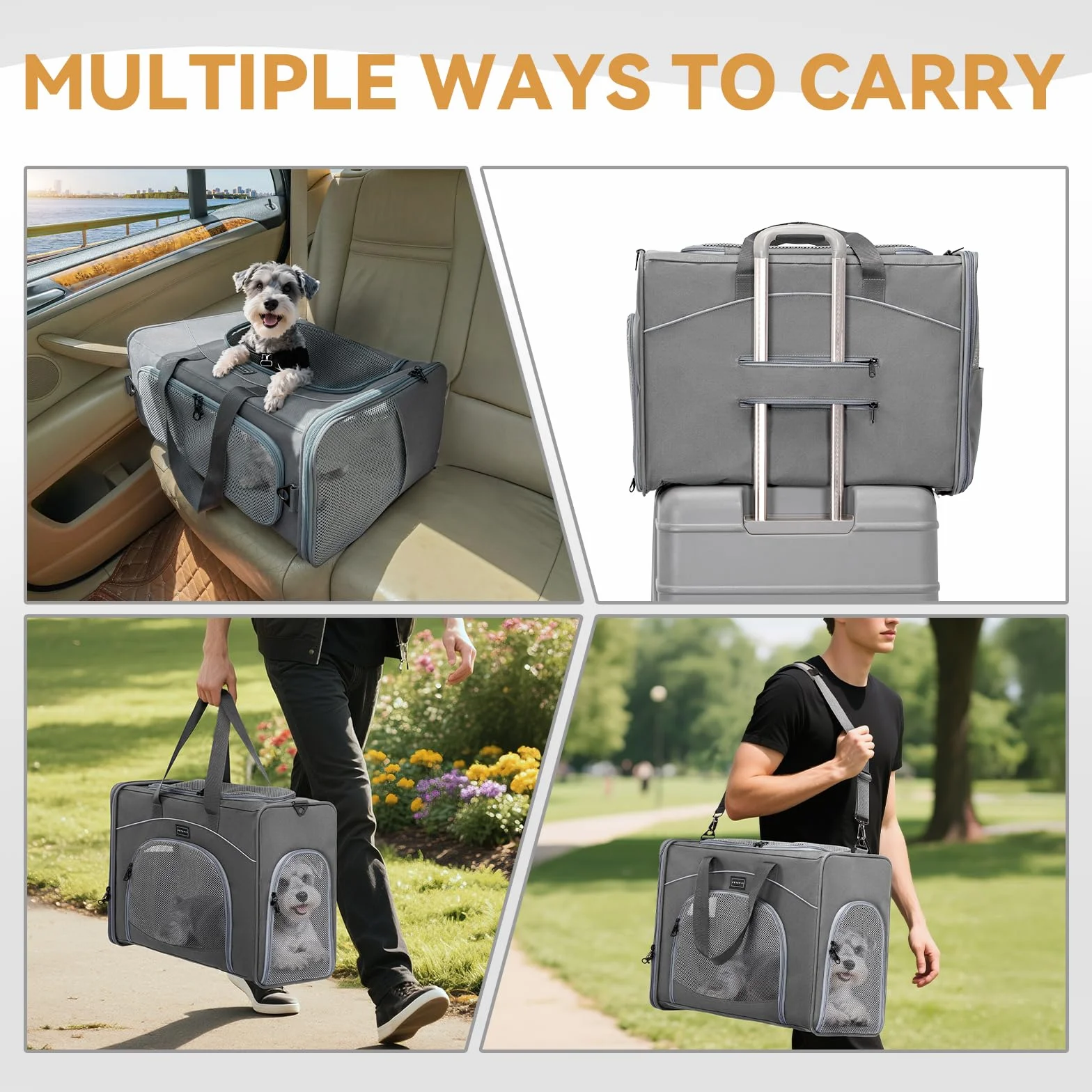 Petsfit Torba transportowa dla psa 55x40x23 cm L szara