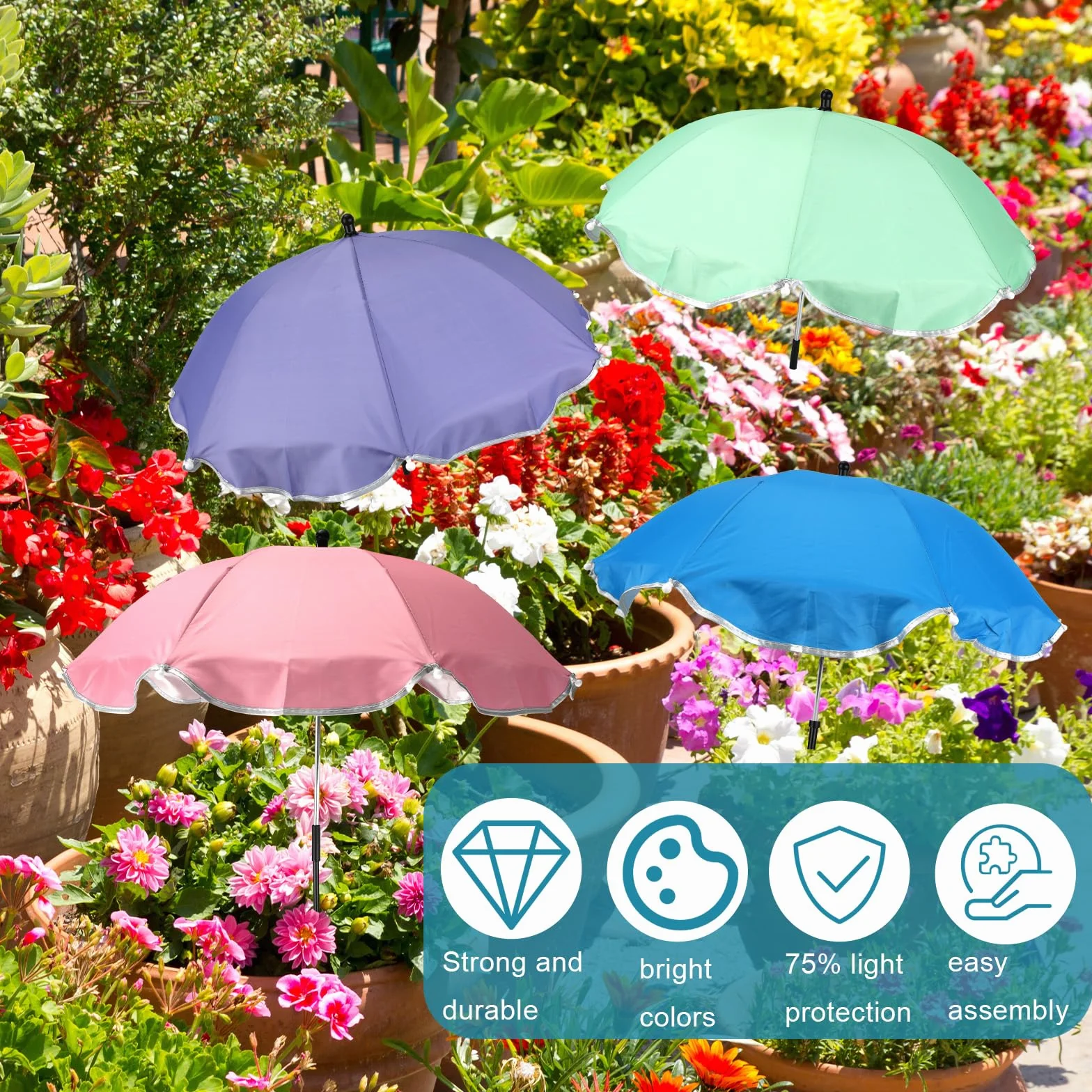 4szt Parasole do Roślin Ogrodowych, Średnica 60cm Parasol Roślin Ogrodowych Zapewniający Osłonę Cienia do Kwiatów Tarasowych Warzyw Sukulentów (4 Kolory)